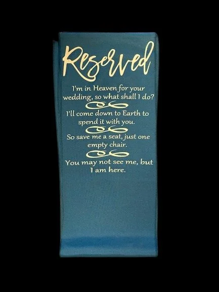 I'm In Heaven for your Wedding Memorial Keepsake Peacock Teal Chair Runner Banner Sign