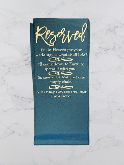 I'm In Heaven for your Wedding Memorial Keepsake Peacock Teal Chair Runner Banner Sign