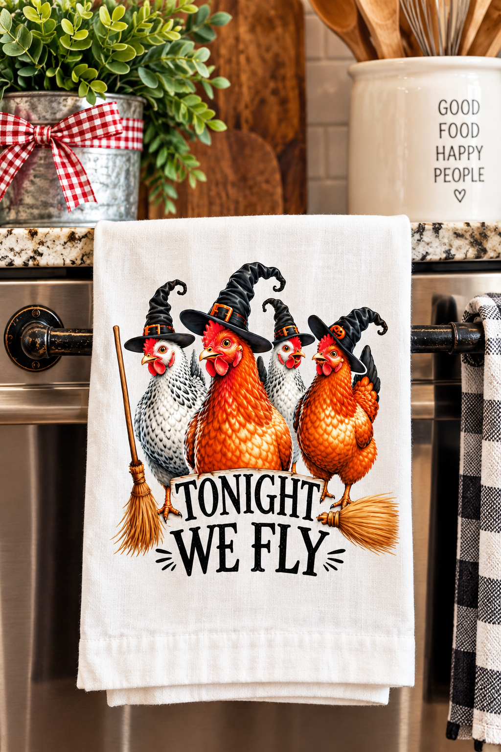 Tonight We Fly Chicken Halloween Flour Sack Kitchen Towel