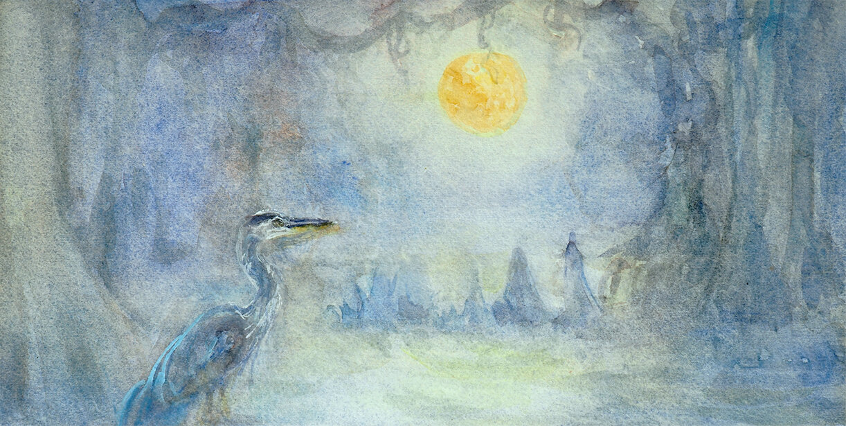 "Moonlit Heron"