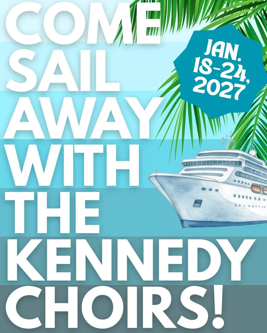 We can&rsquo;t wait to set sail this January for our Kennedy Choirs Cruise to the Bahamas ☀️