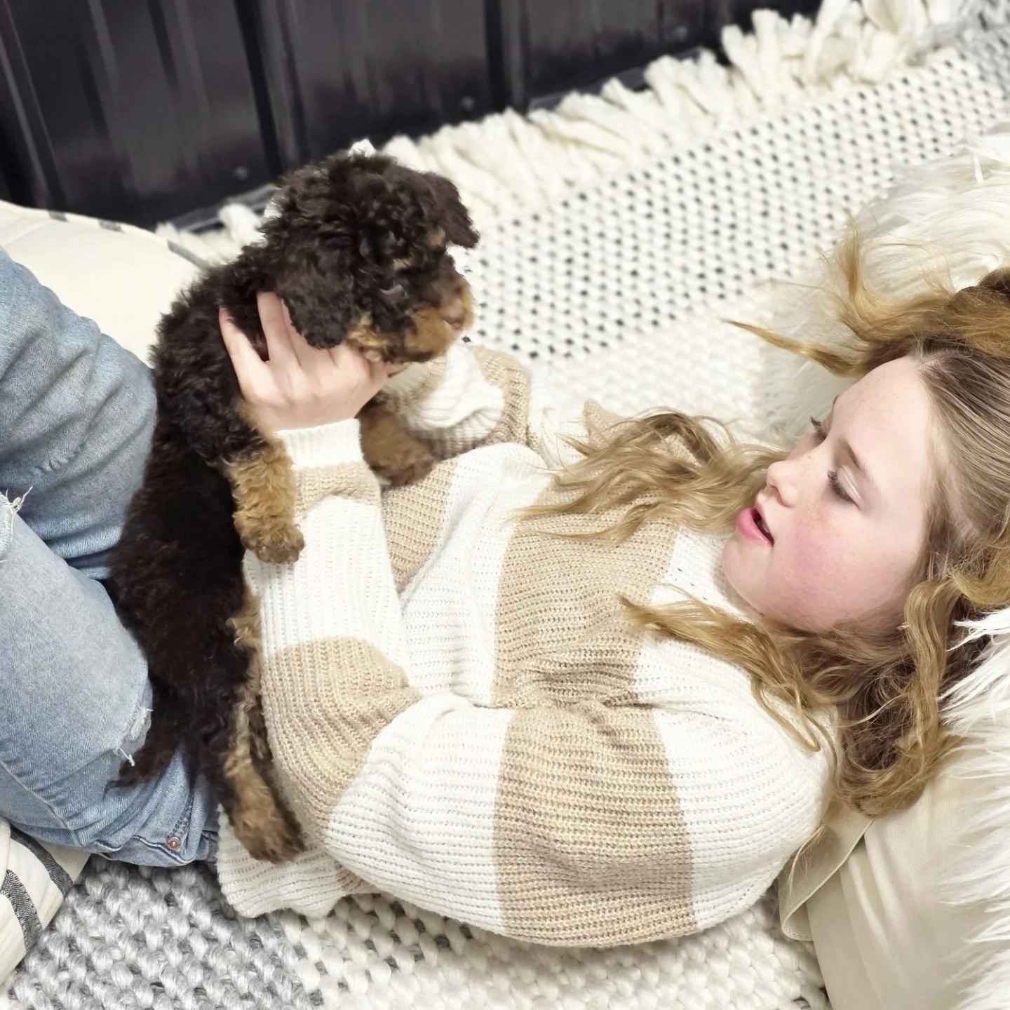 Early socialization isn't a checklist. It's a conversation.
Every face-to-face moment like this one is teaching a puppy's nervous system: the world is worth trusting.

That's not something you can rush &mdash; and it's not something you can fake.

At