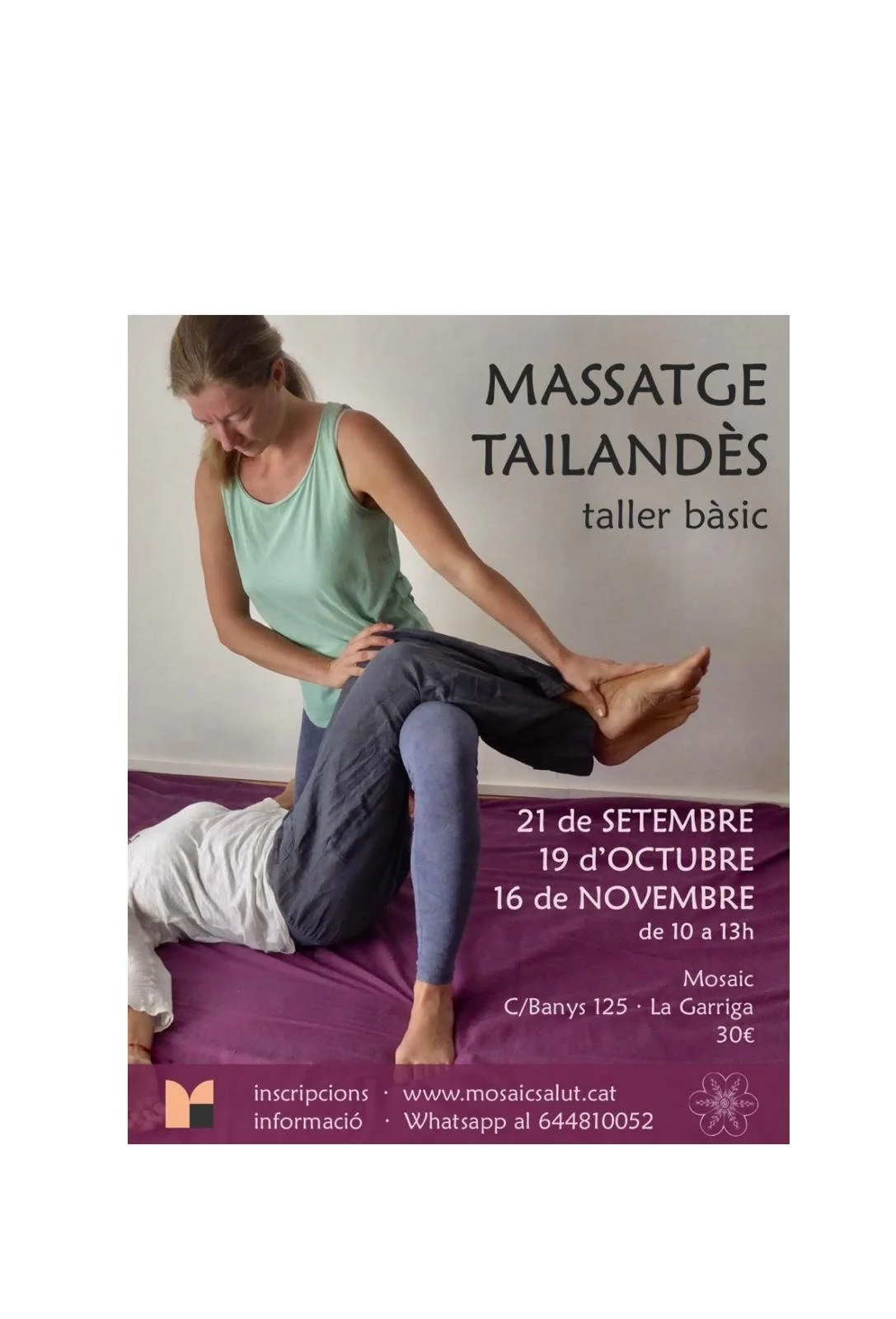 MASSATGE TAILANDÈS taller bàsic