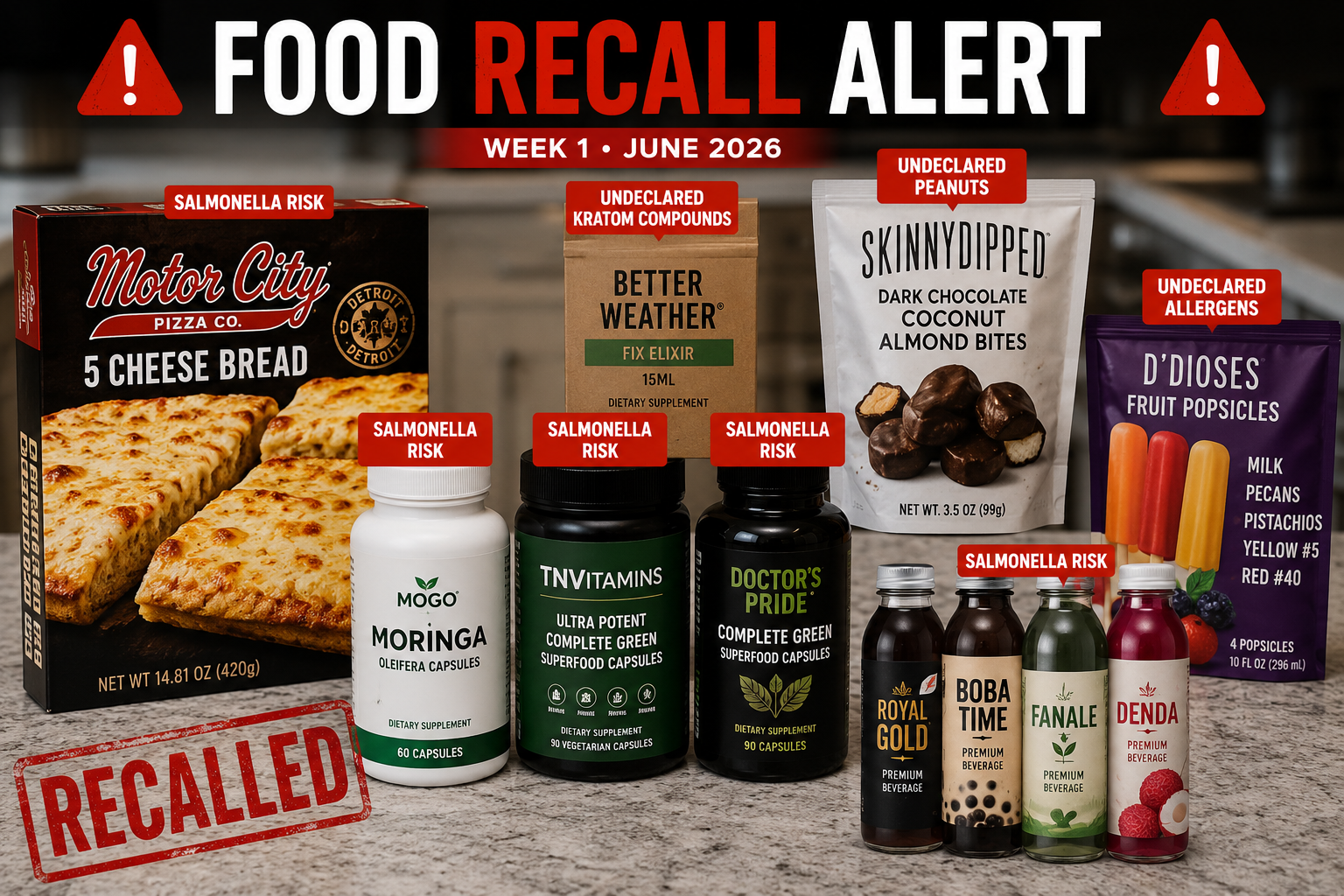 June 2026 Food Recall Alert: Pizza, Supplements, Chocolate &amp; Popsicles