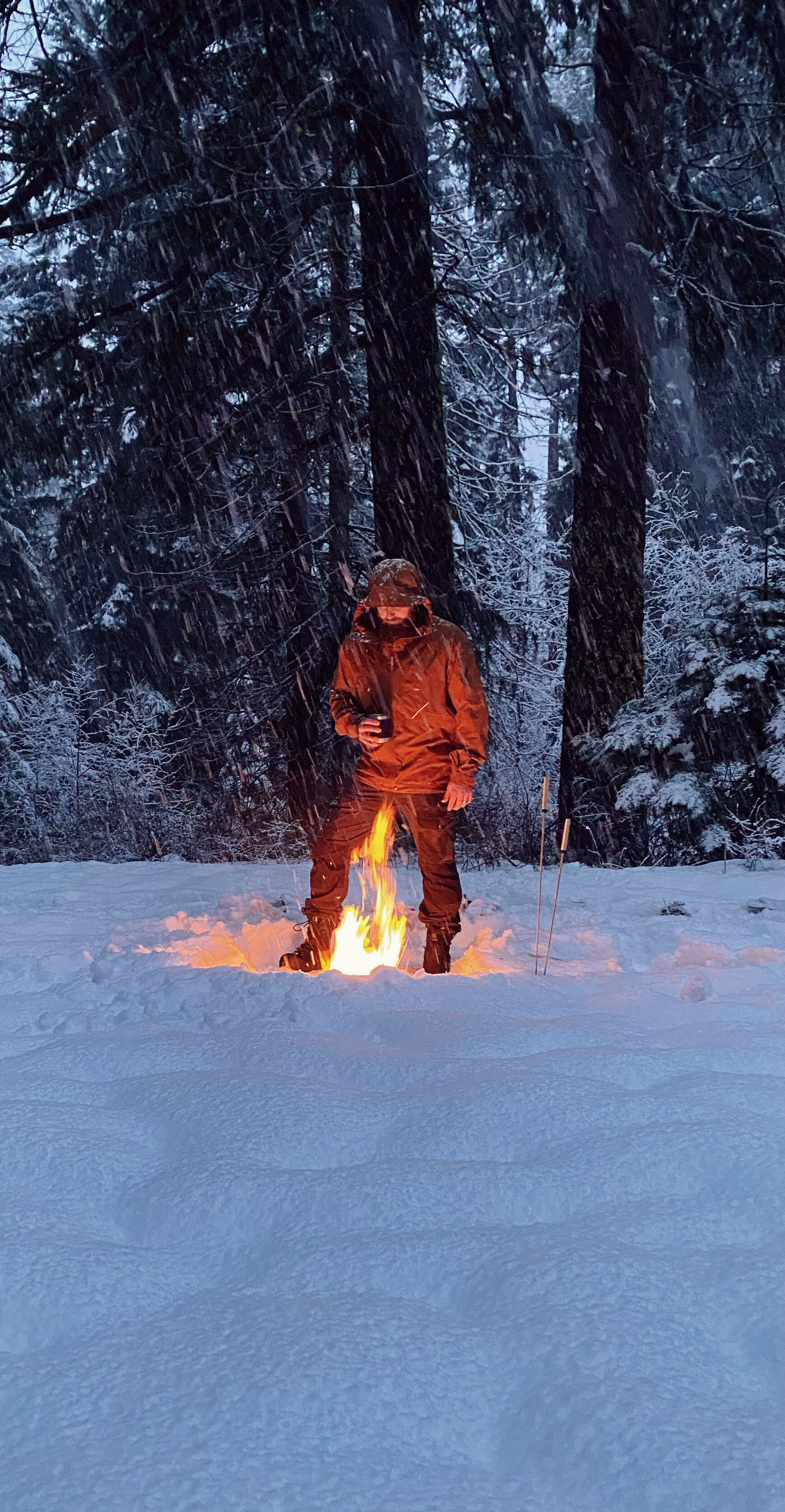 Snowy campfire in the Teanaway Community Forest in Washington State (Copy)
