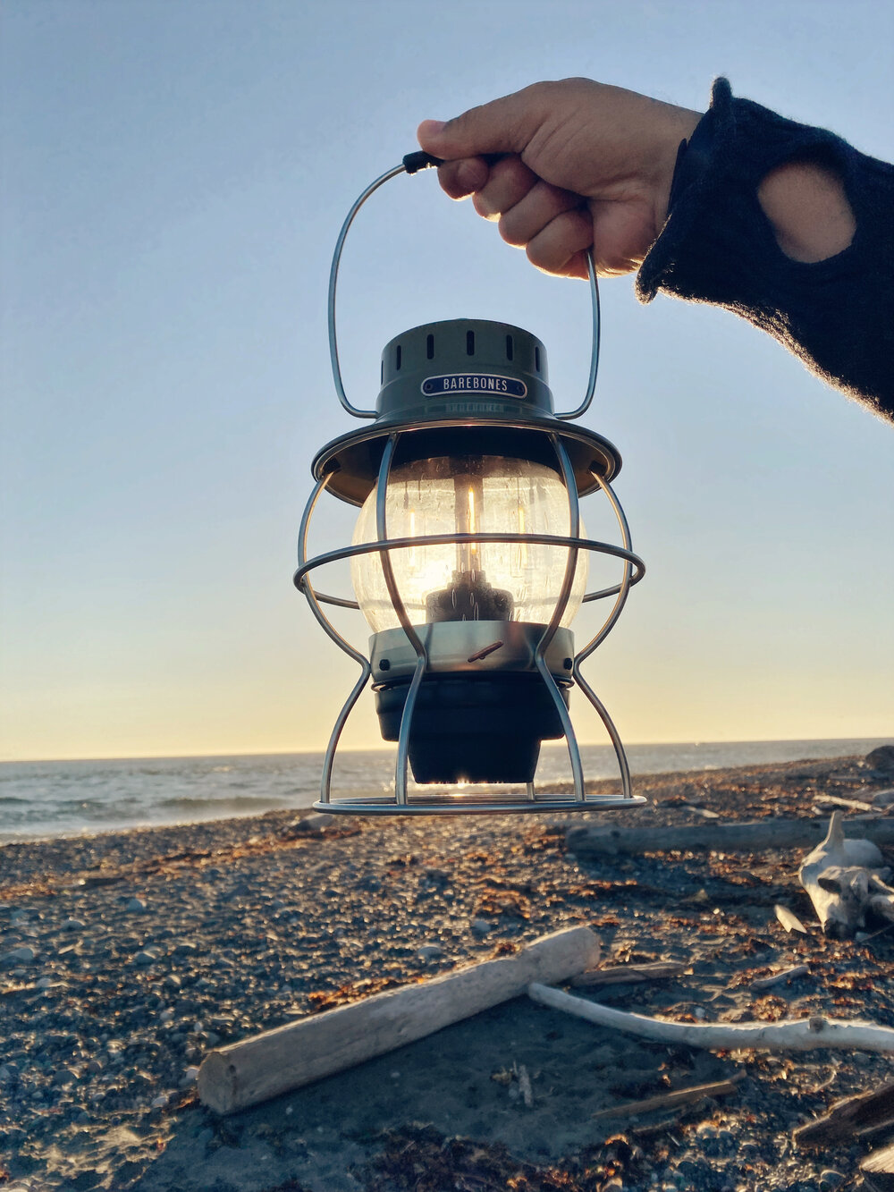 Barebones Railroad Lantern at Sunset at Fort Casey with views of the Puget Sound from Whidbey Island