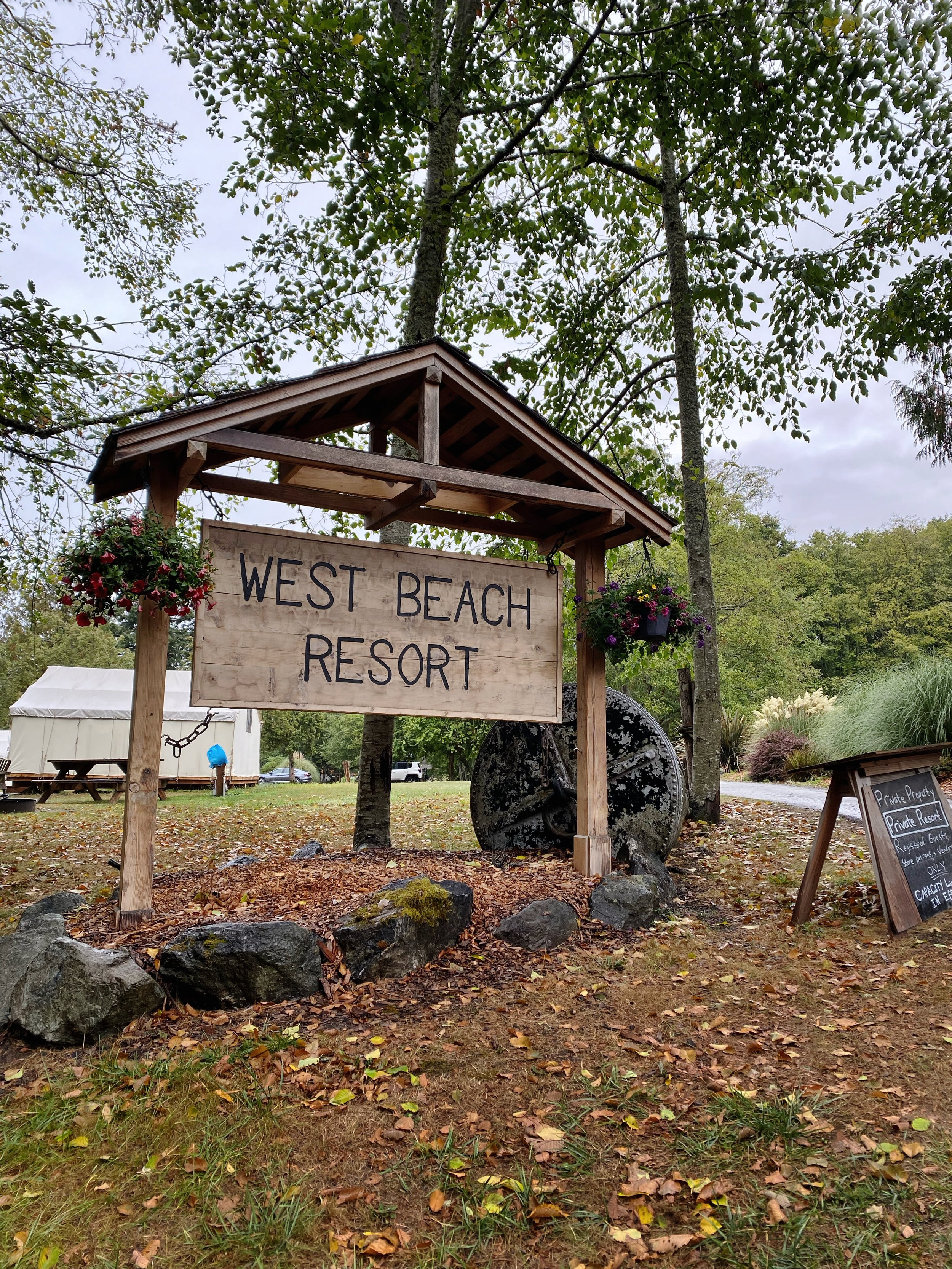 West Beach Resort Welcome Sign on Orcas Island