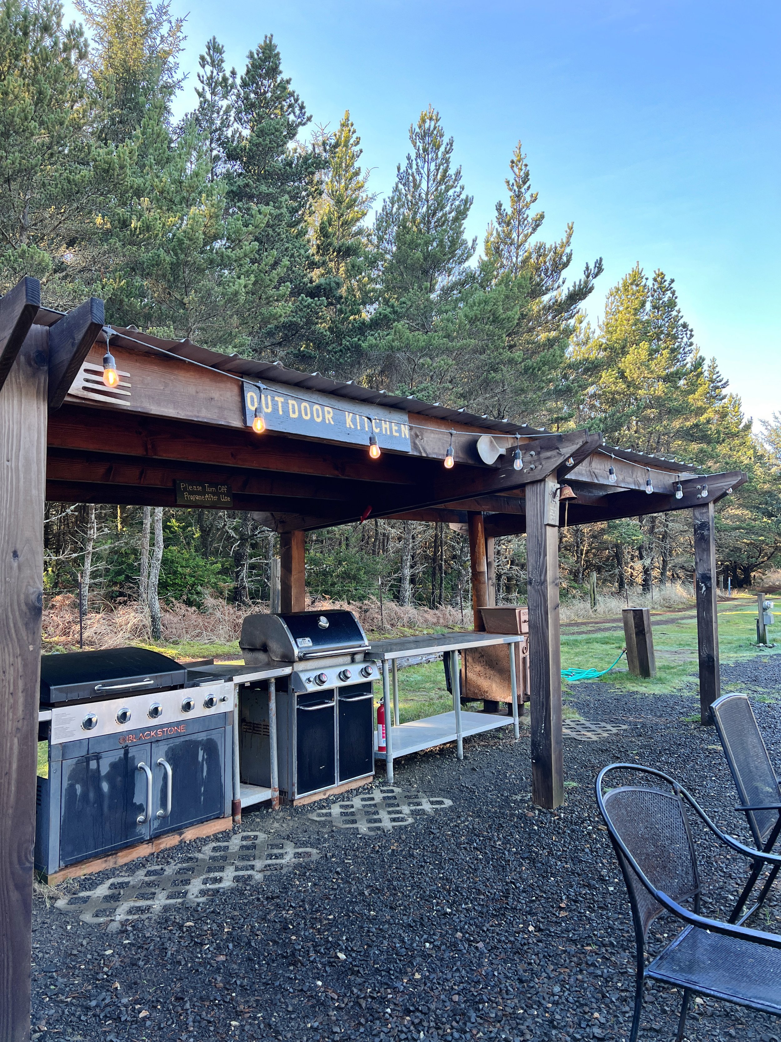 Outdoor kitchen at the Lamp Camp