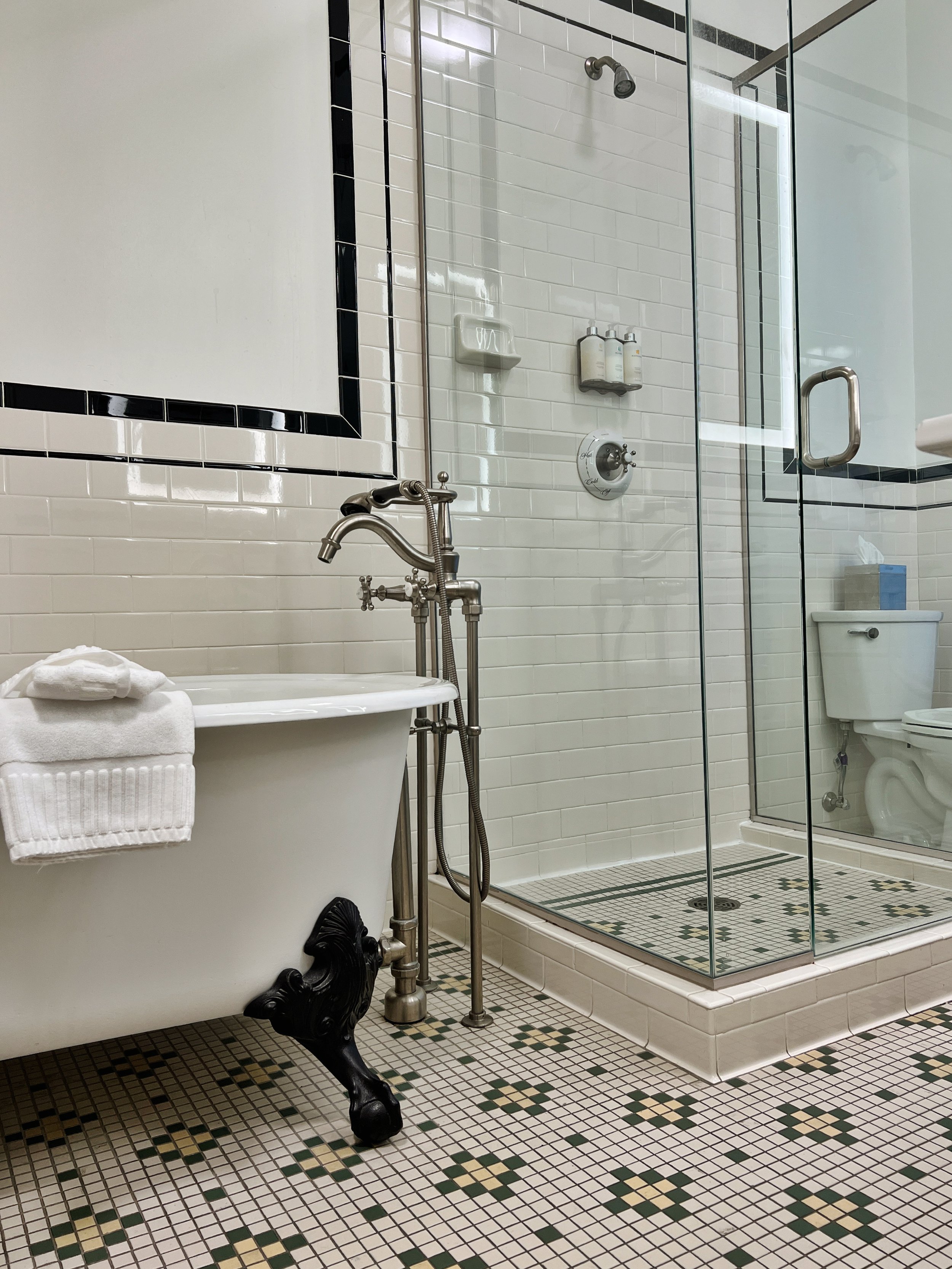 Oxford hotel bathroom clawfoot tub and shower