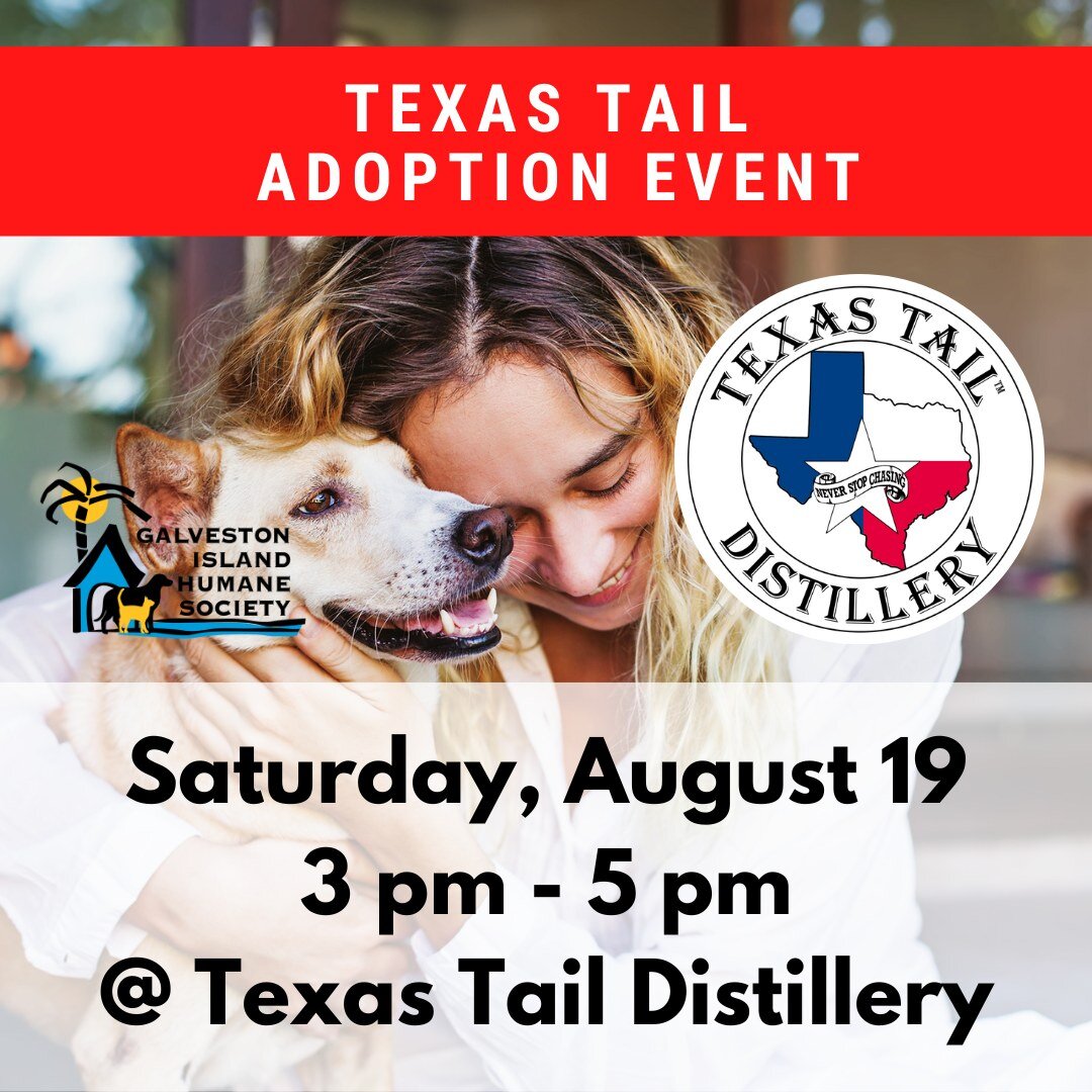 Come hang out with us Saturday, August 19th at Texas Tail Adoption Event!

Texas Tail Distillery will be hosting an adoption event where you can find your perfect match! Join us and give a forever home to a furry friend in need!

When: Saturday, Augu