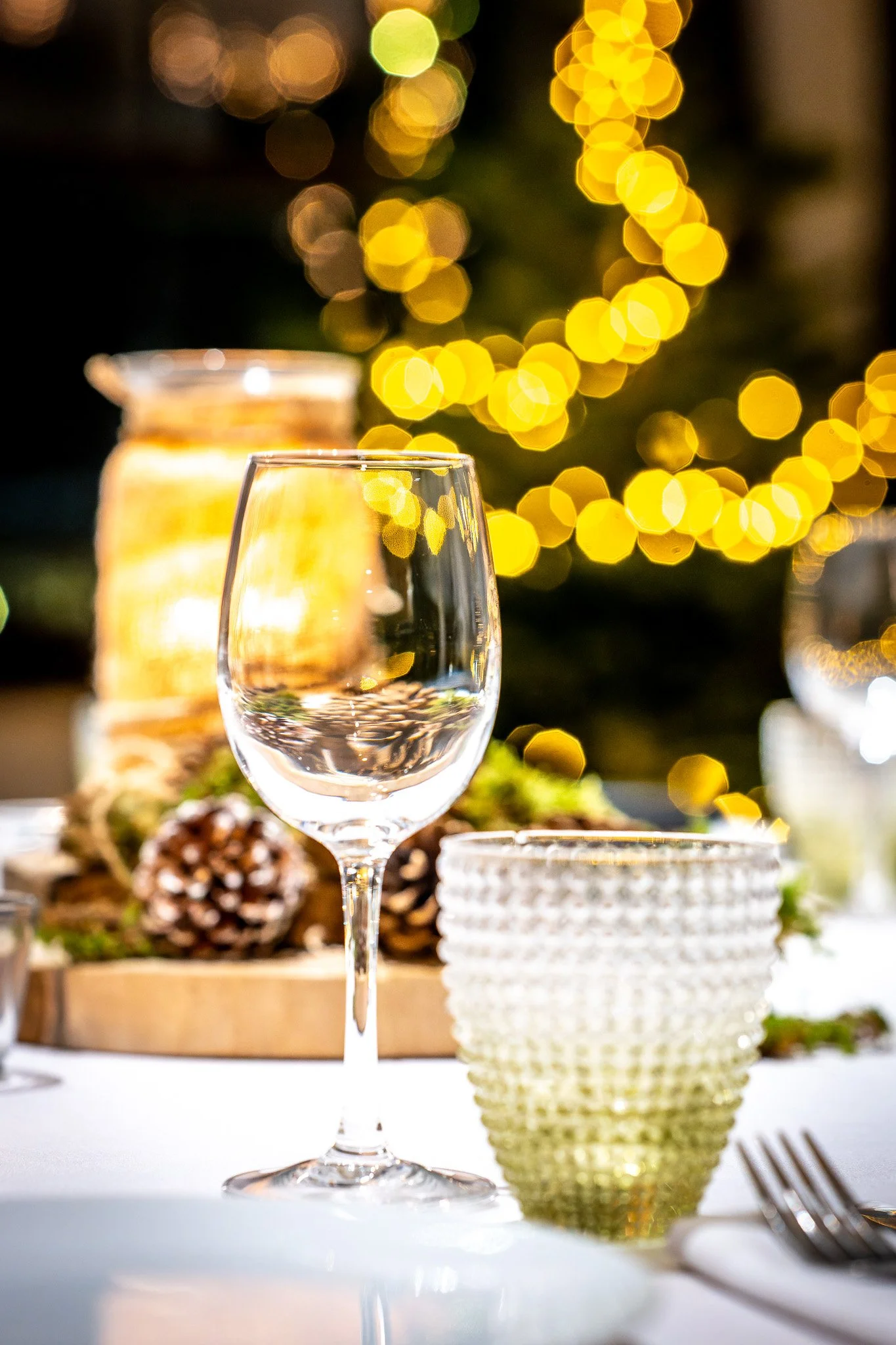 Photo of the table decorations for a company's end-of-year party in Brussels.