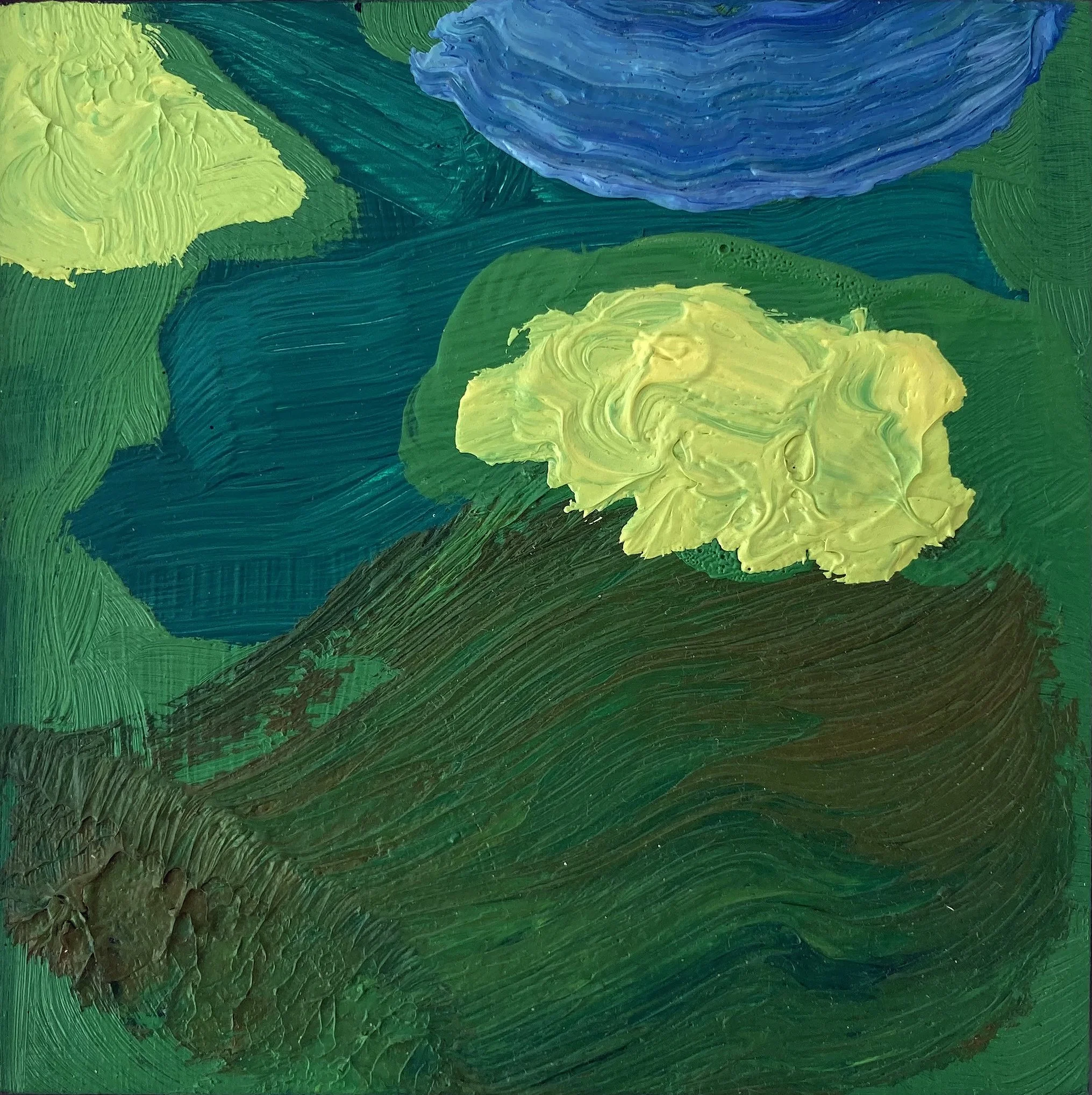 Garden V, oil on aluminium, 12.7x12.7cm