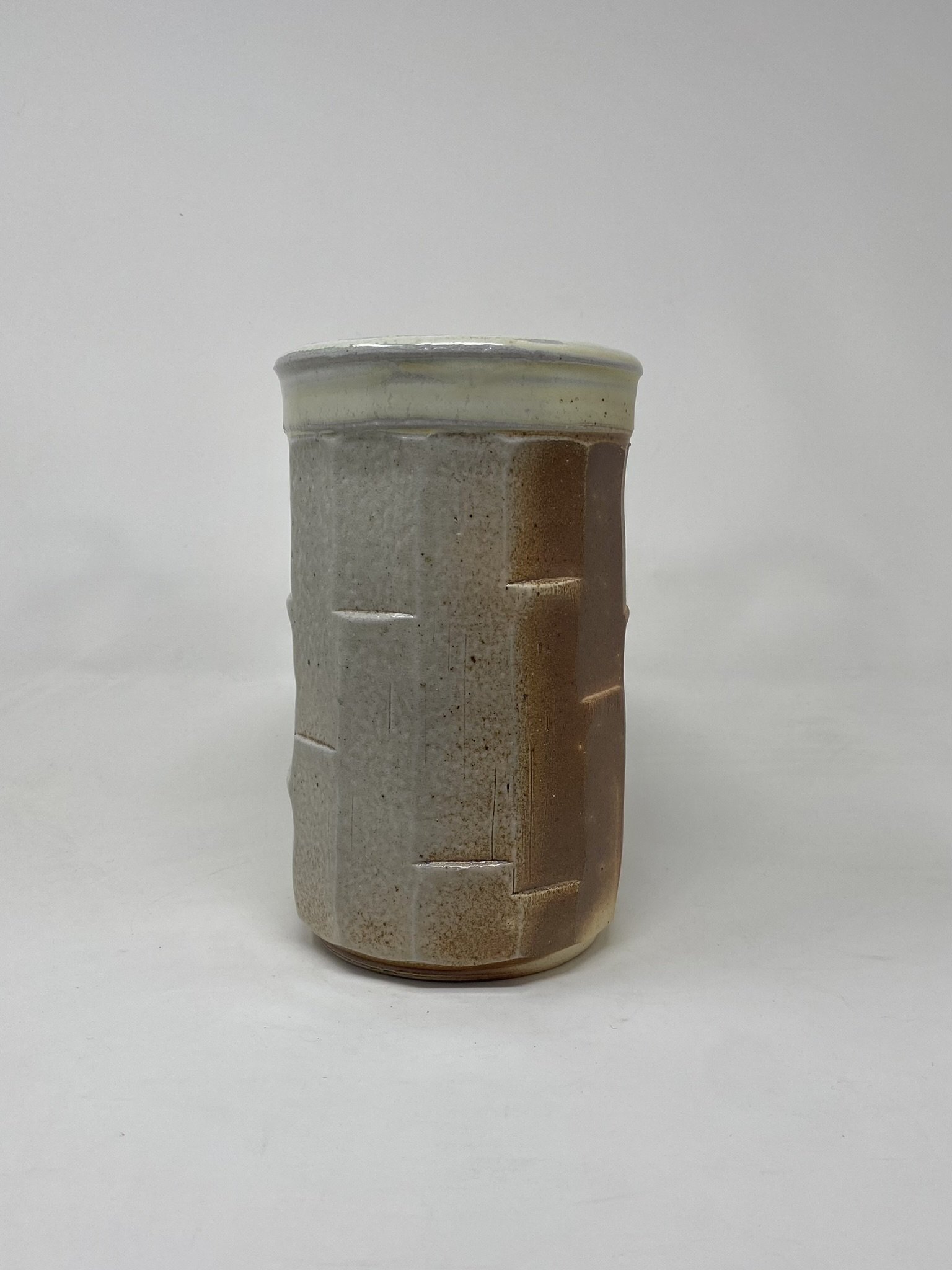 Vase/Utensil Holder 7" x 4.5" Wood Fire