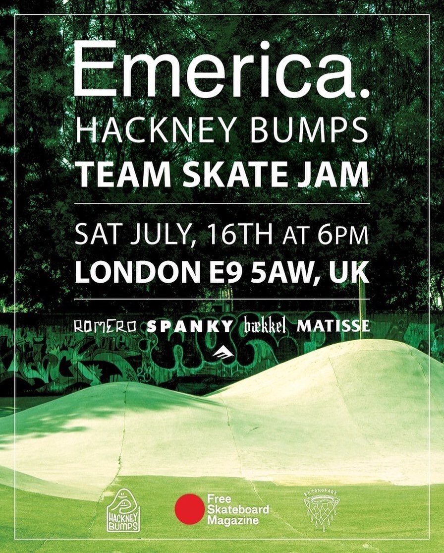 Head to The Bumps 6pm this Saturday.. &lsquo;cause we&rsquo;ve only got the @emerica Team in from the US! 

Skate with uber shredders @leoromero @kevinspankylong @kevinbaekkel @matisse_banc

Hackney Bumps is their only skatepark stop off in London. S