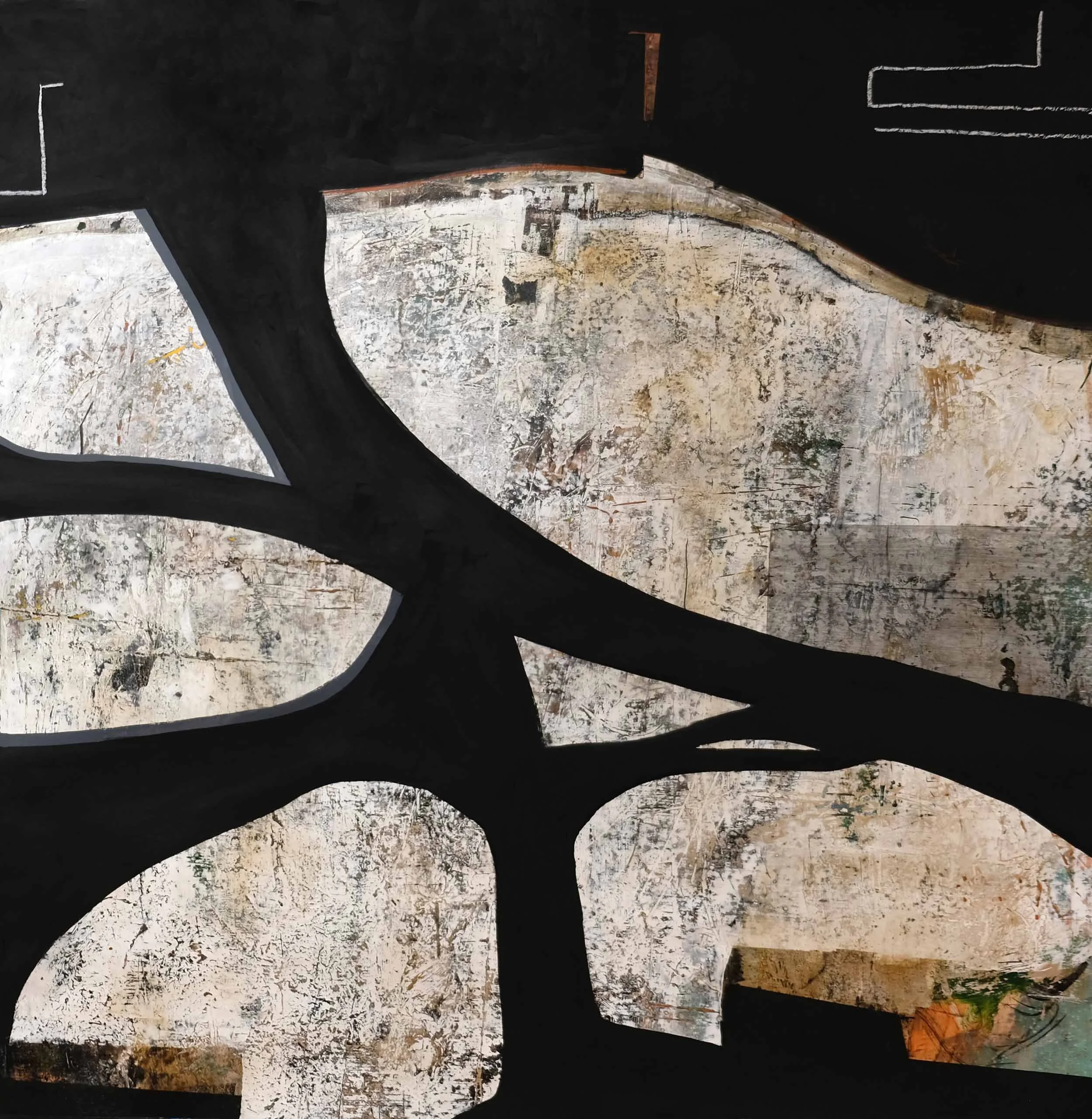 Many Routes, 51 x 52.75 in., mixed media on watercolor paper
