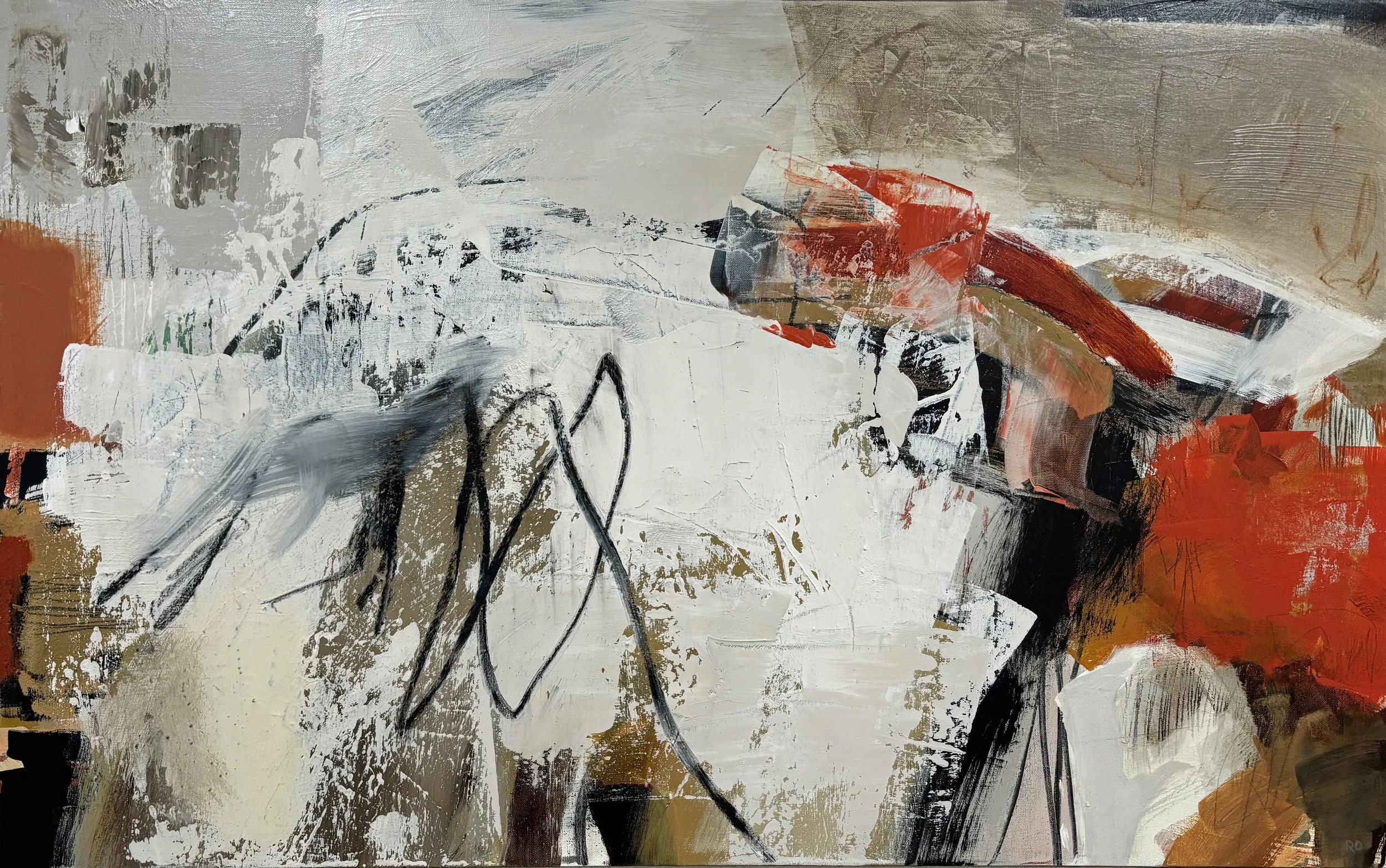 Residual Gesture, 36 x 48 x 1.5 in., acrylic and mixed media on gallery wrapped canvas