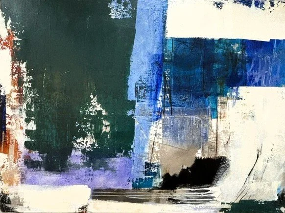 Beneath the Current, 36 x 48 in.. acrylic, mixed media on canvas, framed. $2,600
