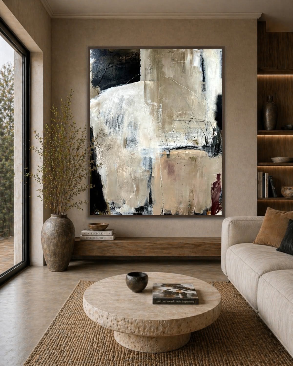 Untitled, 60 x 48 x 1.5 in., acrylic and mixed media on gallery wrapped canvas in situ