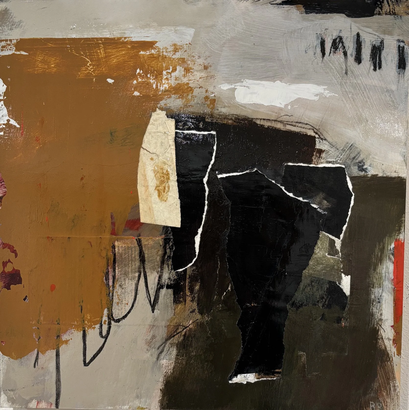 Mended Pieces, 20 x 20 x 1.5 in, acrylic and mixed media on cradled birch panel