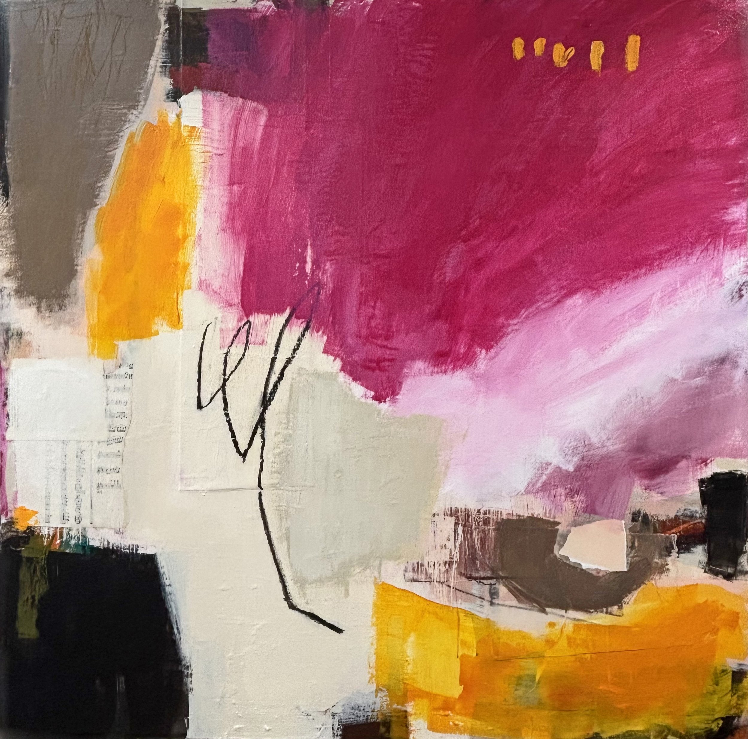 Magenta Field I, 48 x 48 x 1.5 in., acrylic and mixed media on gallery wrapped canvas