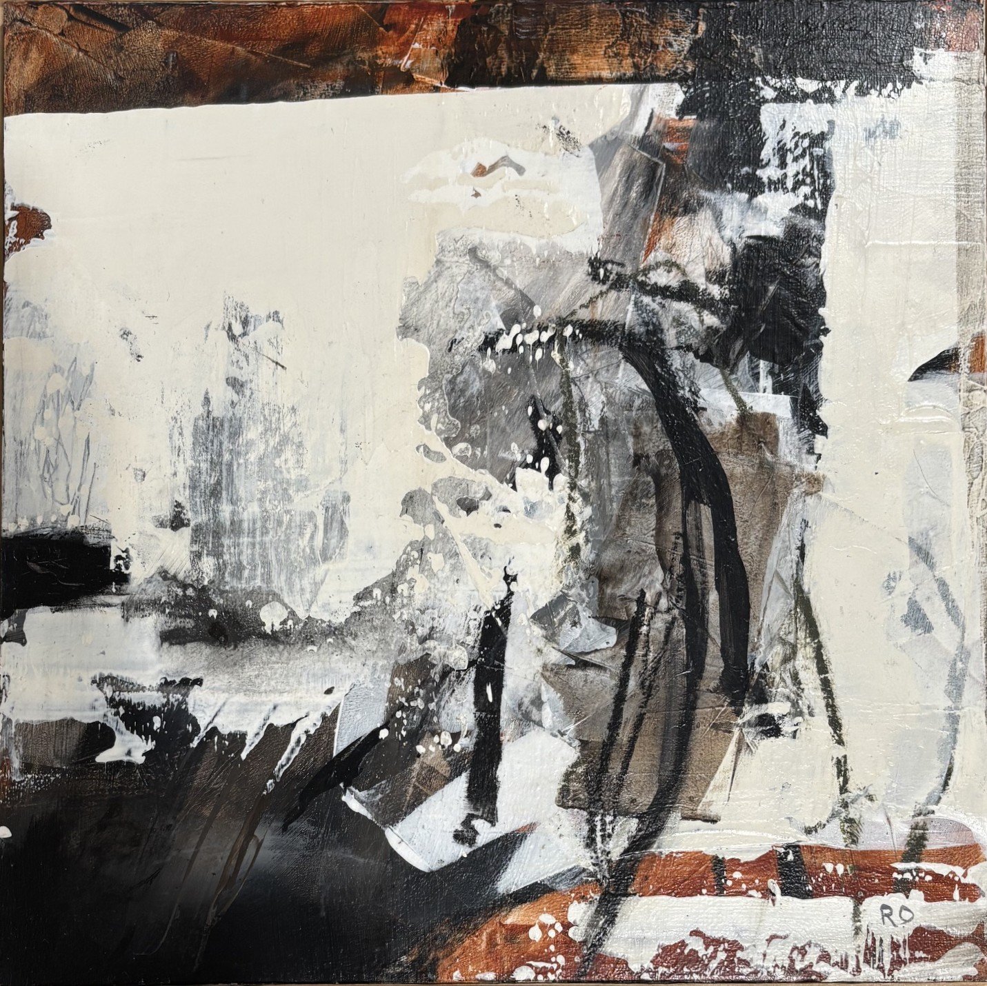 Material Memory, 12 x 12 in., acrylic and mixed media on birch panel