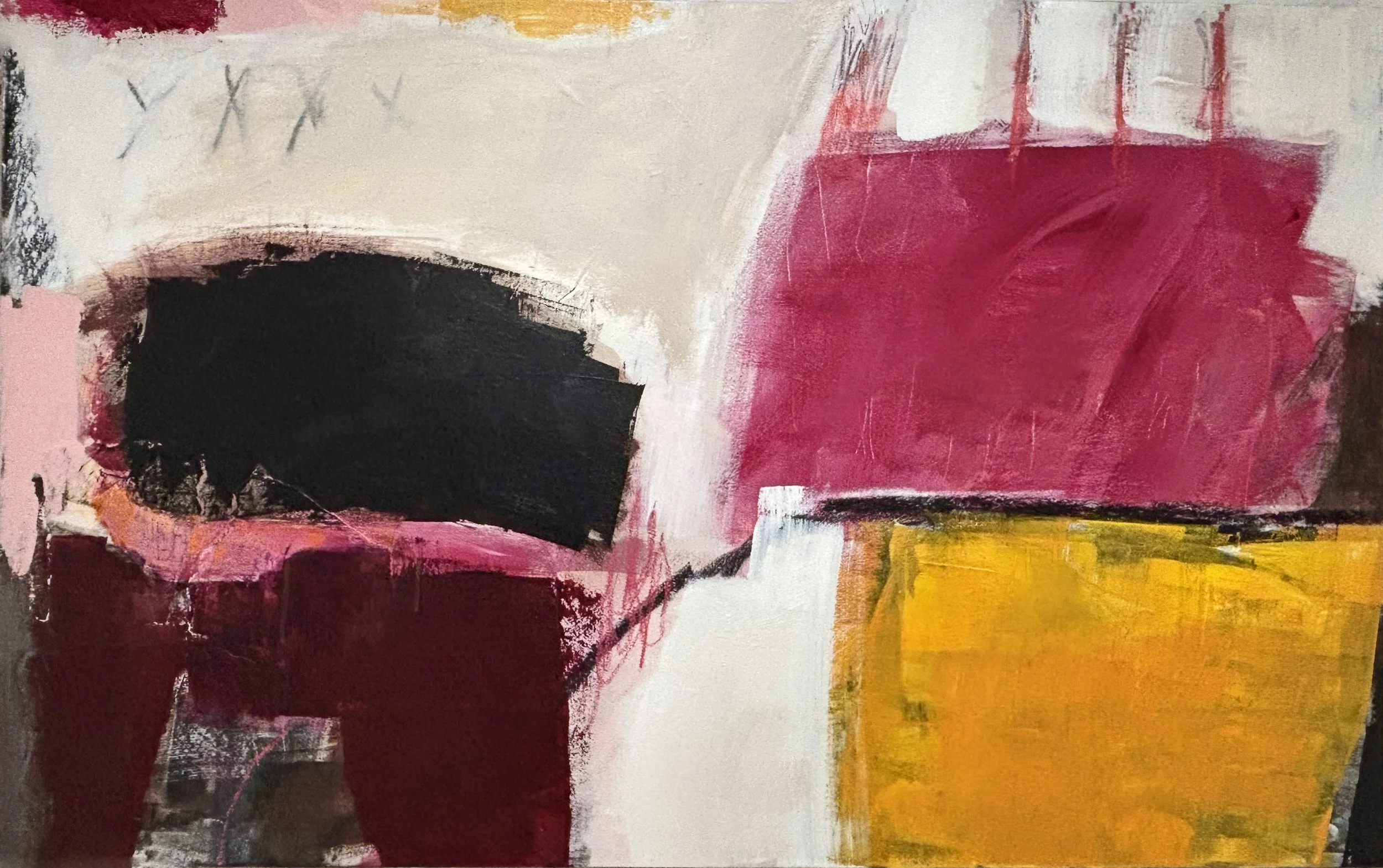Magenta Field II, 30 x 48 in., acrylic, mixed media on canvas, framed. $2,150
