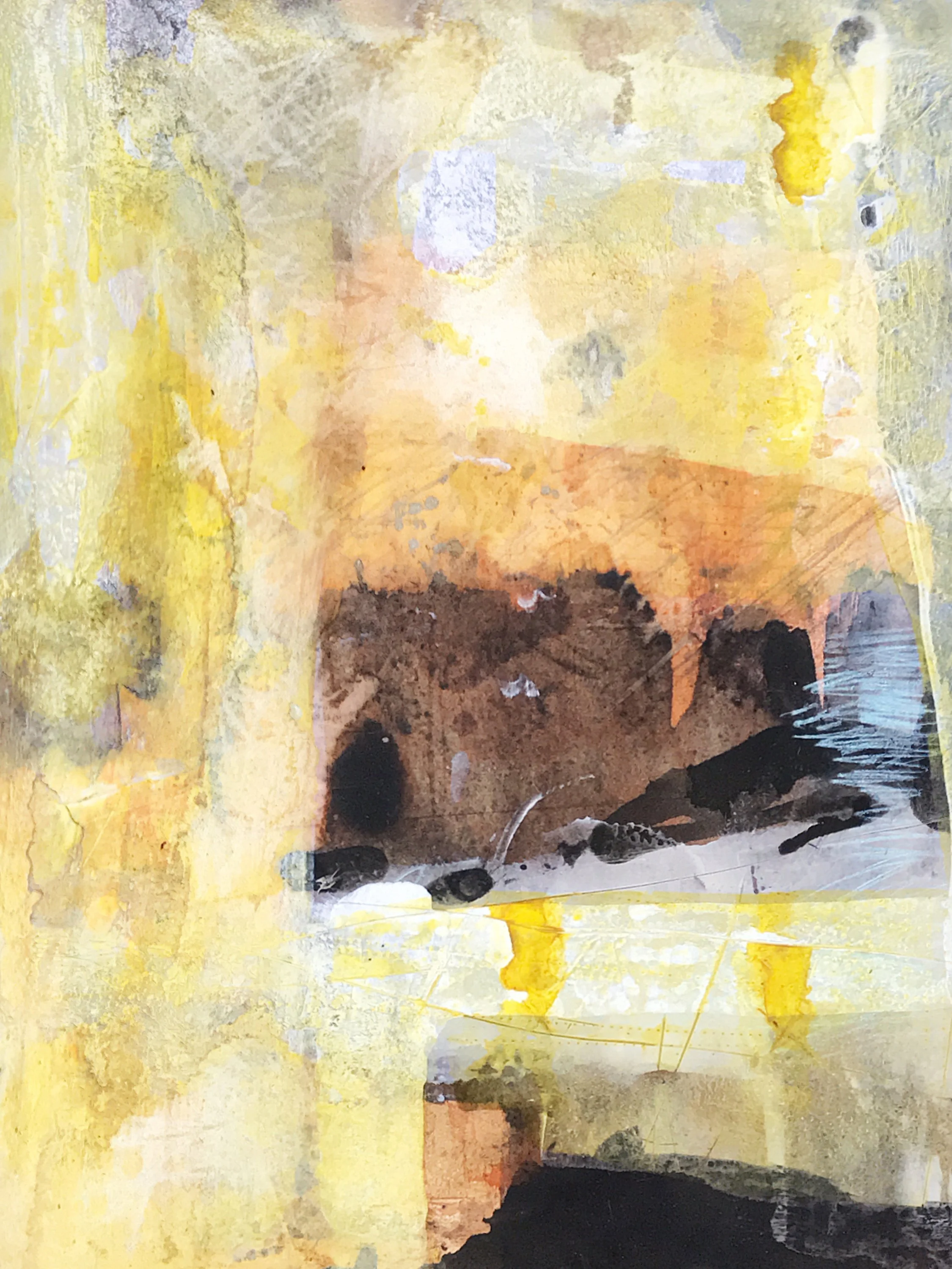 SUNRISE / 11" x 15" / ink, plaster, charcoal, graphite, coloured pencil on BFK paper / 2020 / $350