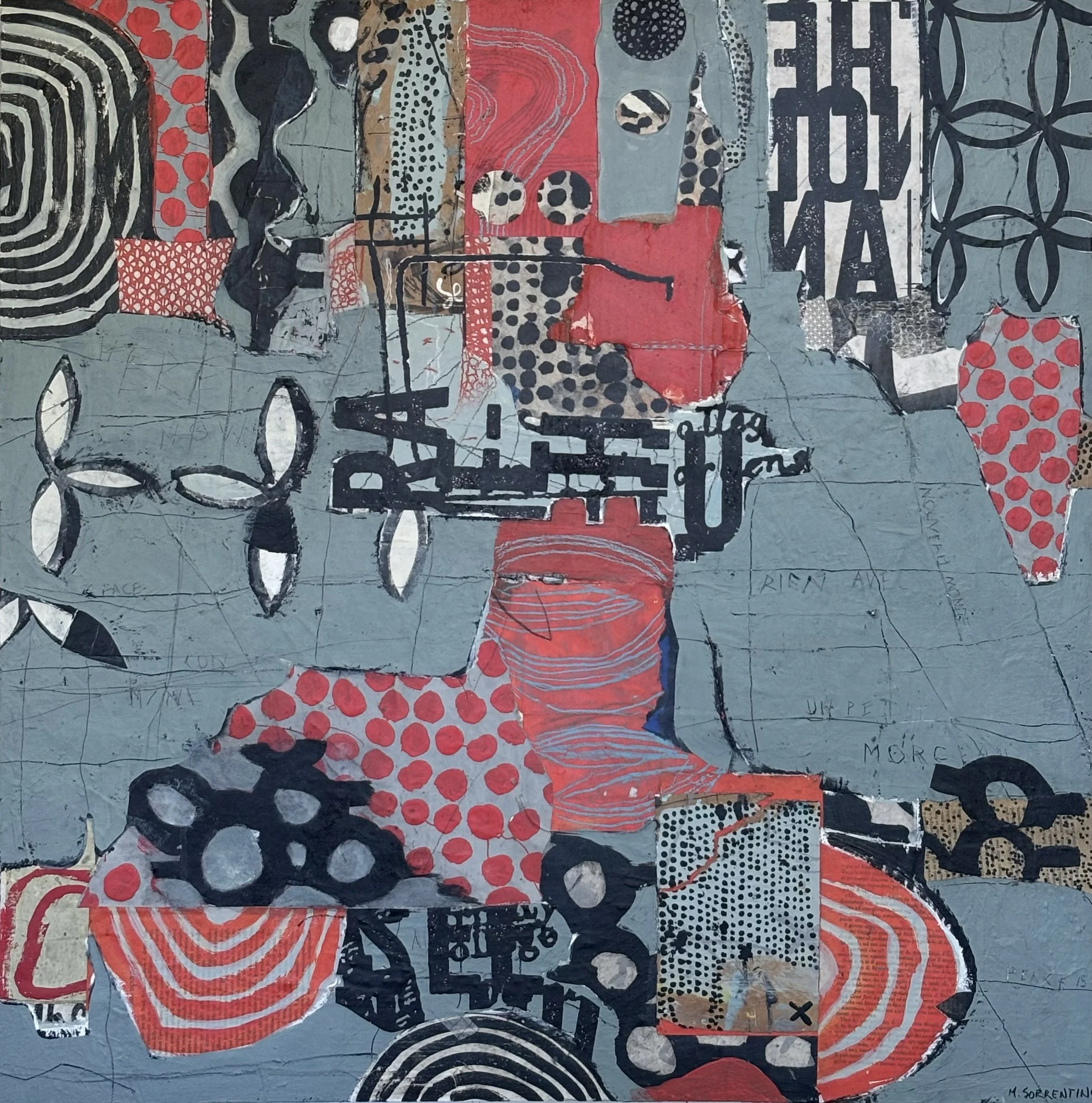 A New World
 / 30" x 30" /  acrylic, mixed media and collage on panel / 2026