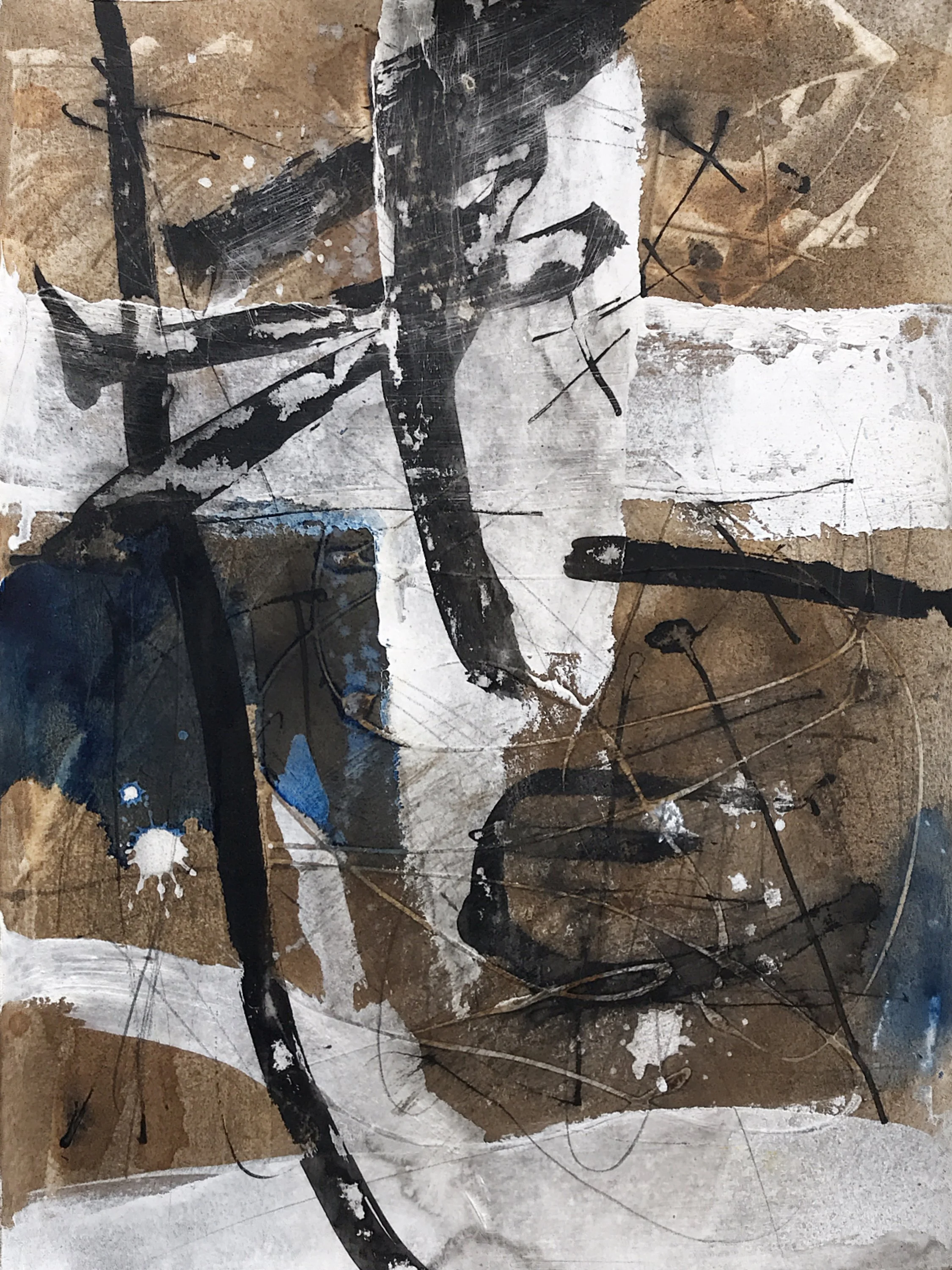 CROSSROADS / 11" x 15" / ink, plaster, charcoal, graphite on BFK paper / 2020 / $350