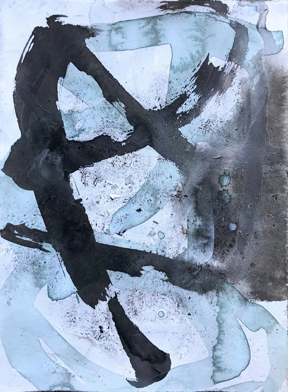FALLING WATER  / 11" x 15" / ink, plaster, charcoal, graphite on BFK paper / 2020 / $350