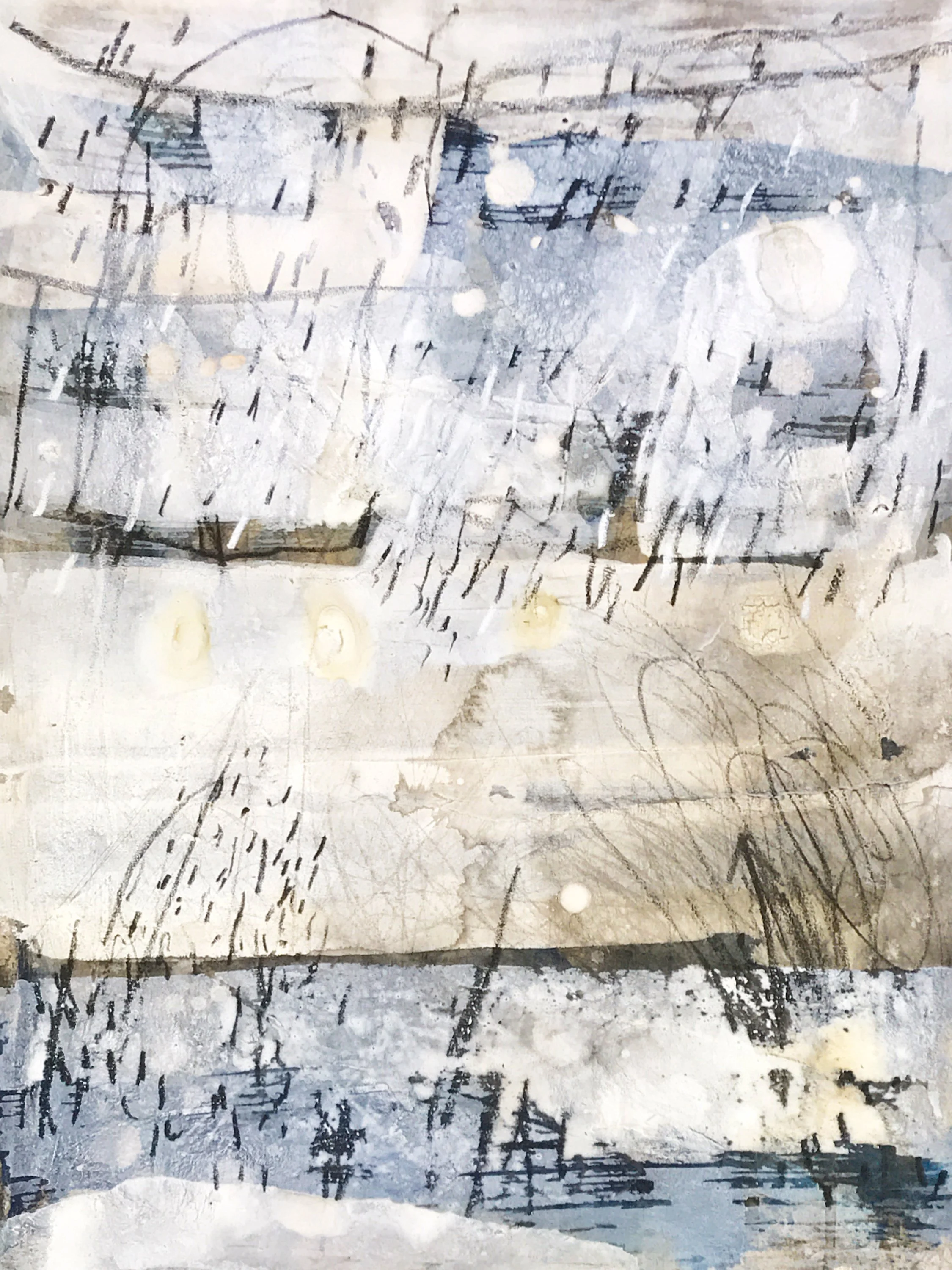 BLIZZARD / 11" x 15" / ink, plaster, charcoal, graphite on BFK paper / 2020 / $350