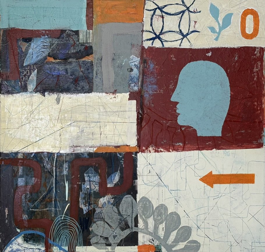 Things We Recall
 / 30" x 30" /  acrylic, mixed media and collage on canvas / 2026