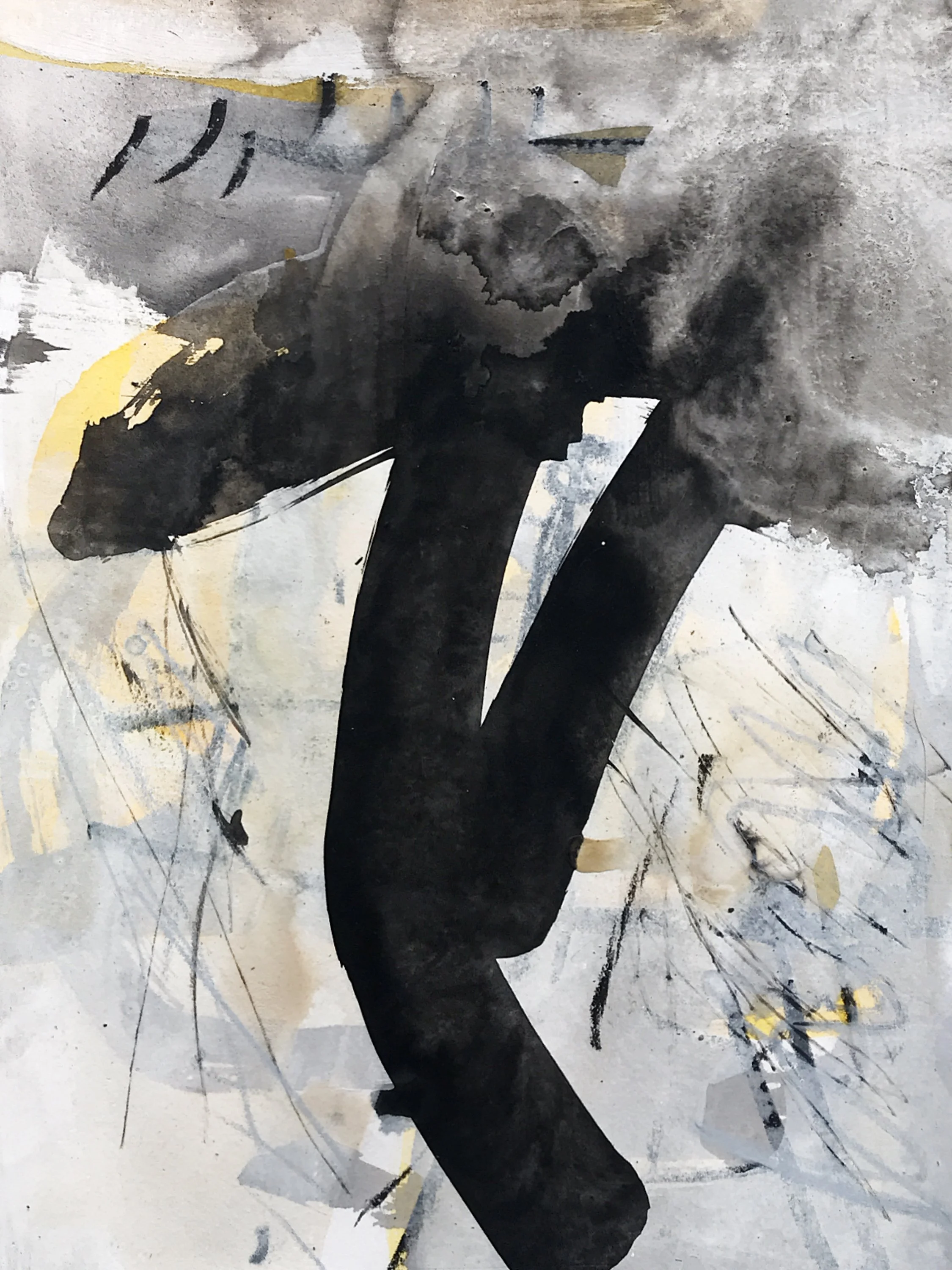 CALLIGRAPHY 2 / 11" x 15" / ink, plaster, charcoal, graphite on BFK paper / 2020 / $350