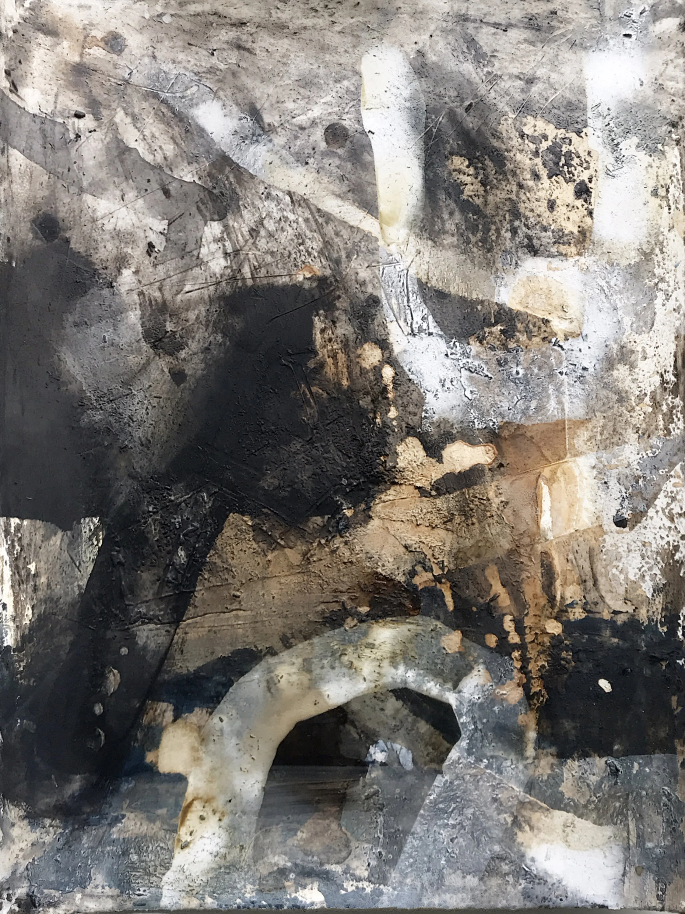 IN THE DEPTHS / 11" x 15" / ink, plaster, charcoal, graphite on BFK paper / 2020 / $350