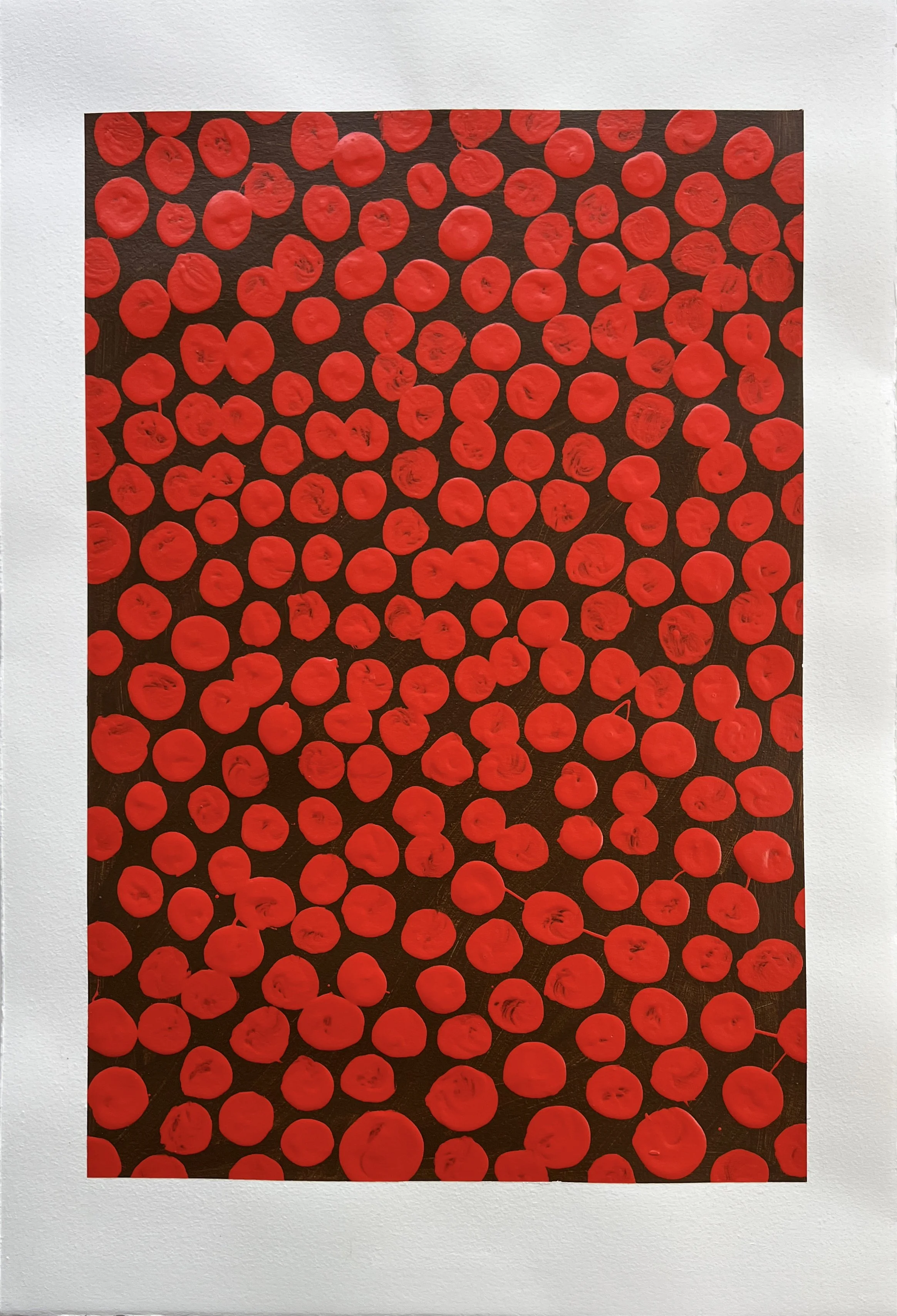 Salsa on Brown  / 15 x 22.25 in, 38 x 57 cm / acrylic on BFK paper / 2022 / $400