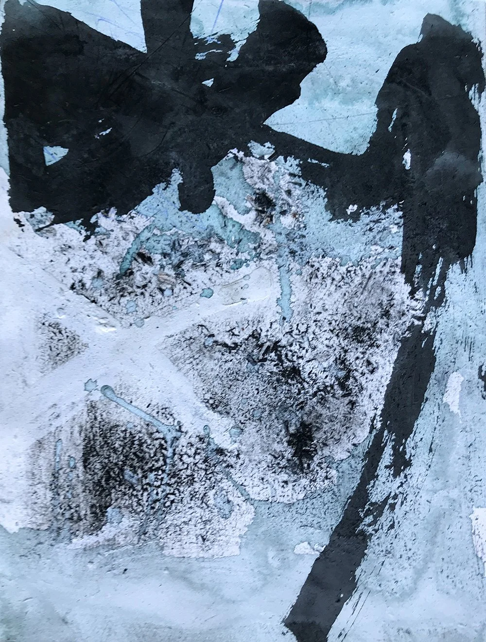 WATERFALL / 11" x 15" / ink, plaster, charcoal, graphite on BFK paper / 2020 / $350
