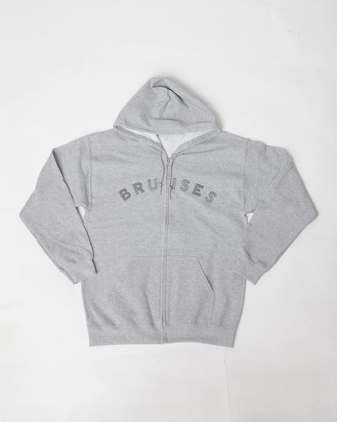BRUISES GREY ZIP UP HOODIE