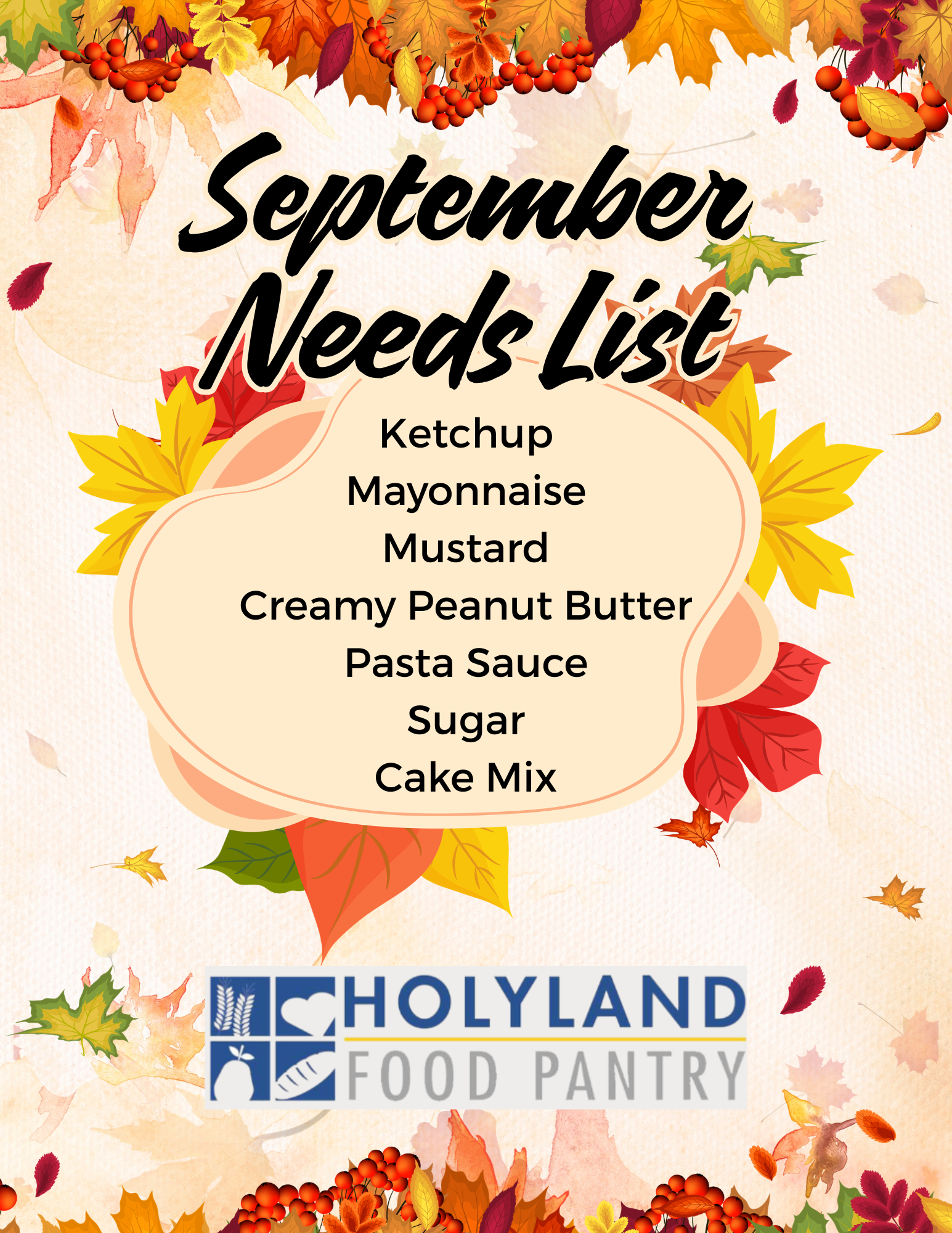 September Needs List