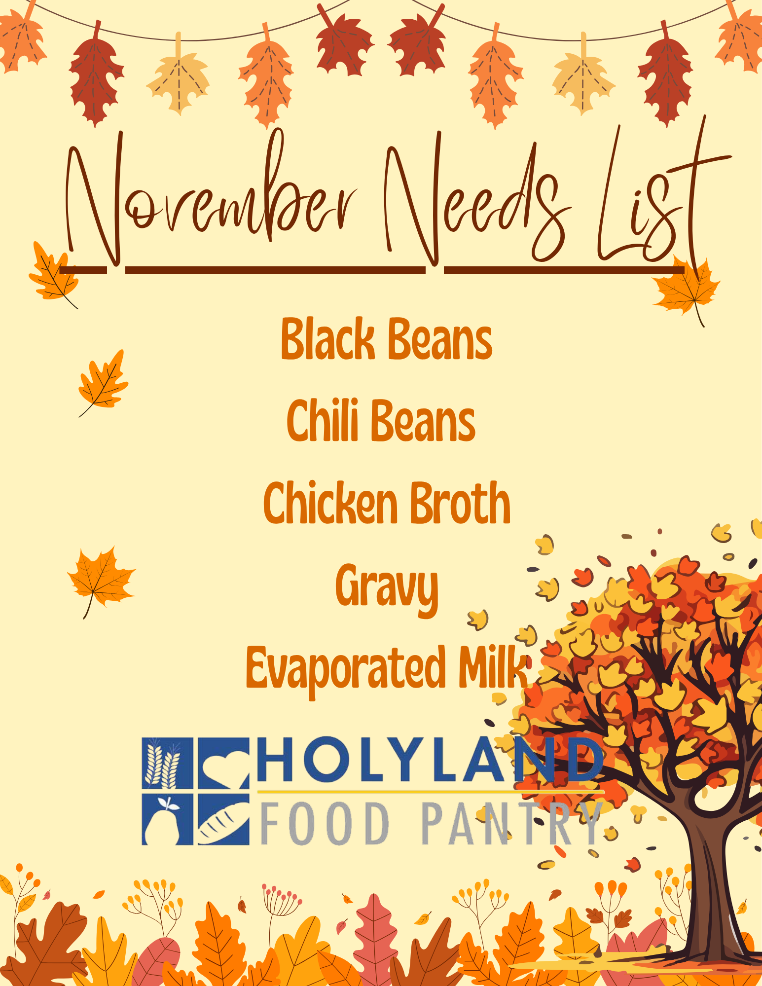 November Needs List
