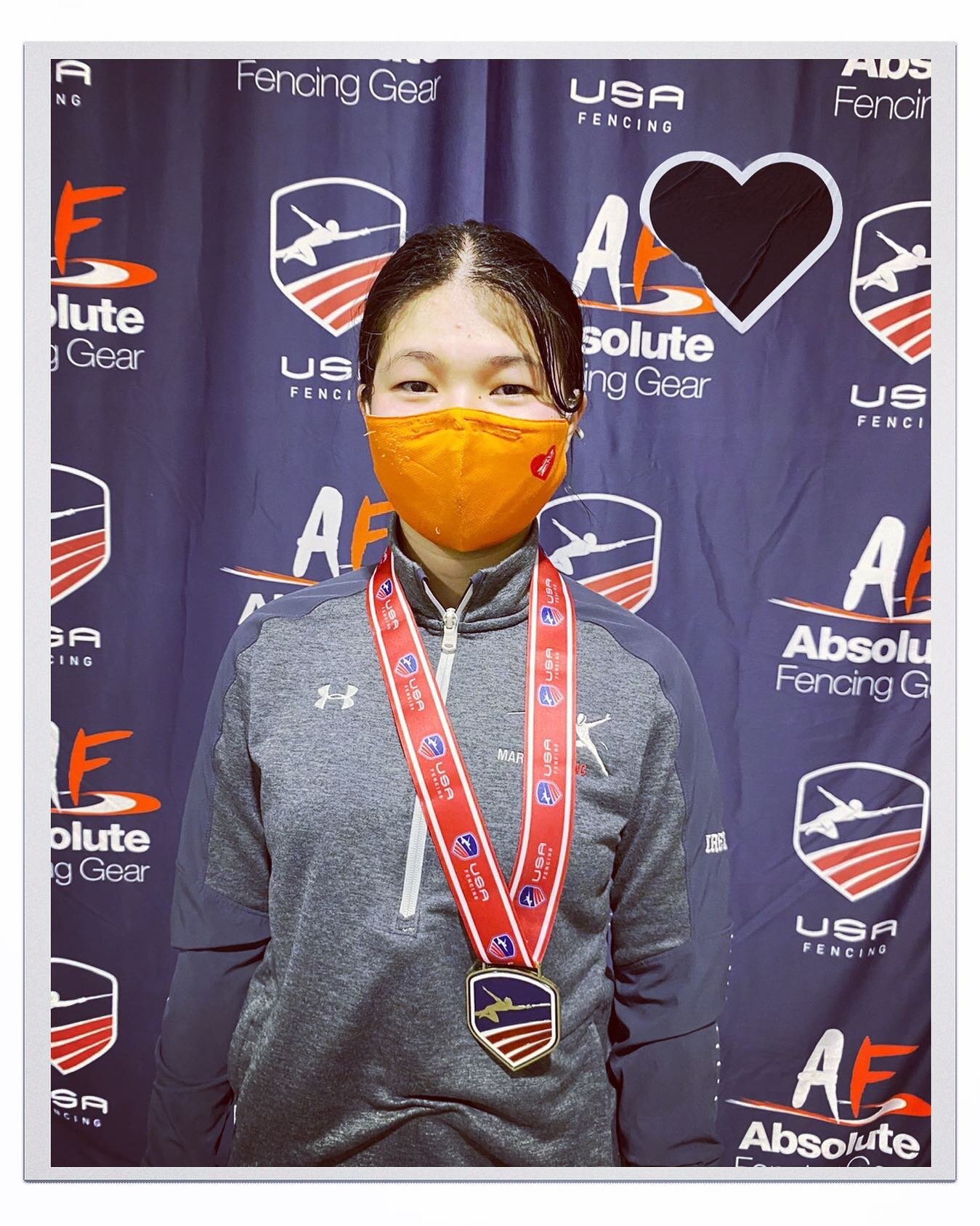 There is a smile behind that mask. The 13112 bout of summer nationals and it was for Gold in DIV3WF and Irene brings it home. Congratulations and thank you to our coaches and parents - well done. #marxfencingacademy #acenterforexcellence #usfencing#p