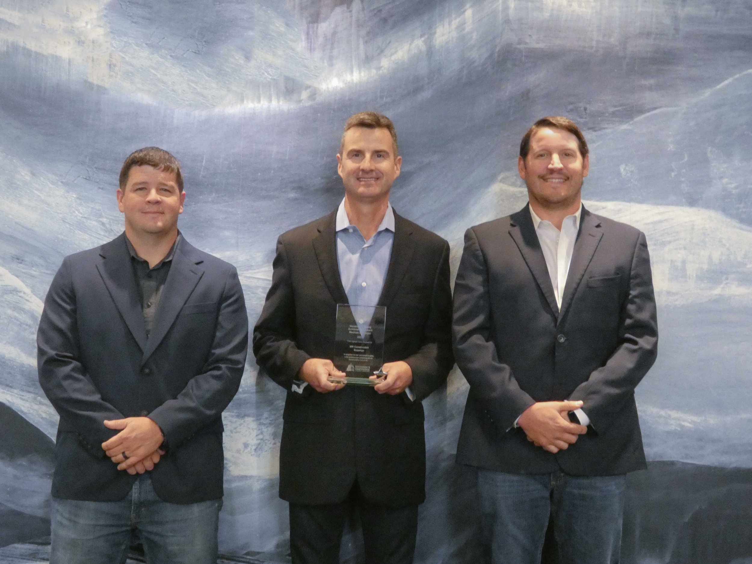 NW Construction Brandon, Neil and Casey accepting the Montana Governor's Safety Achievement award in September 2025
