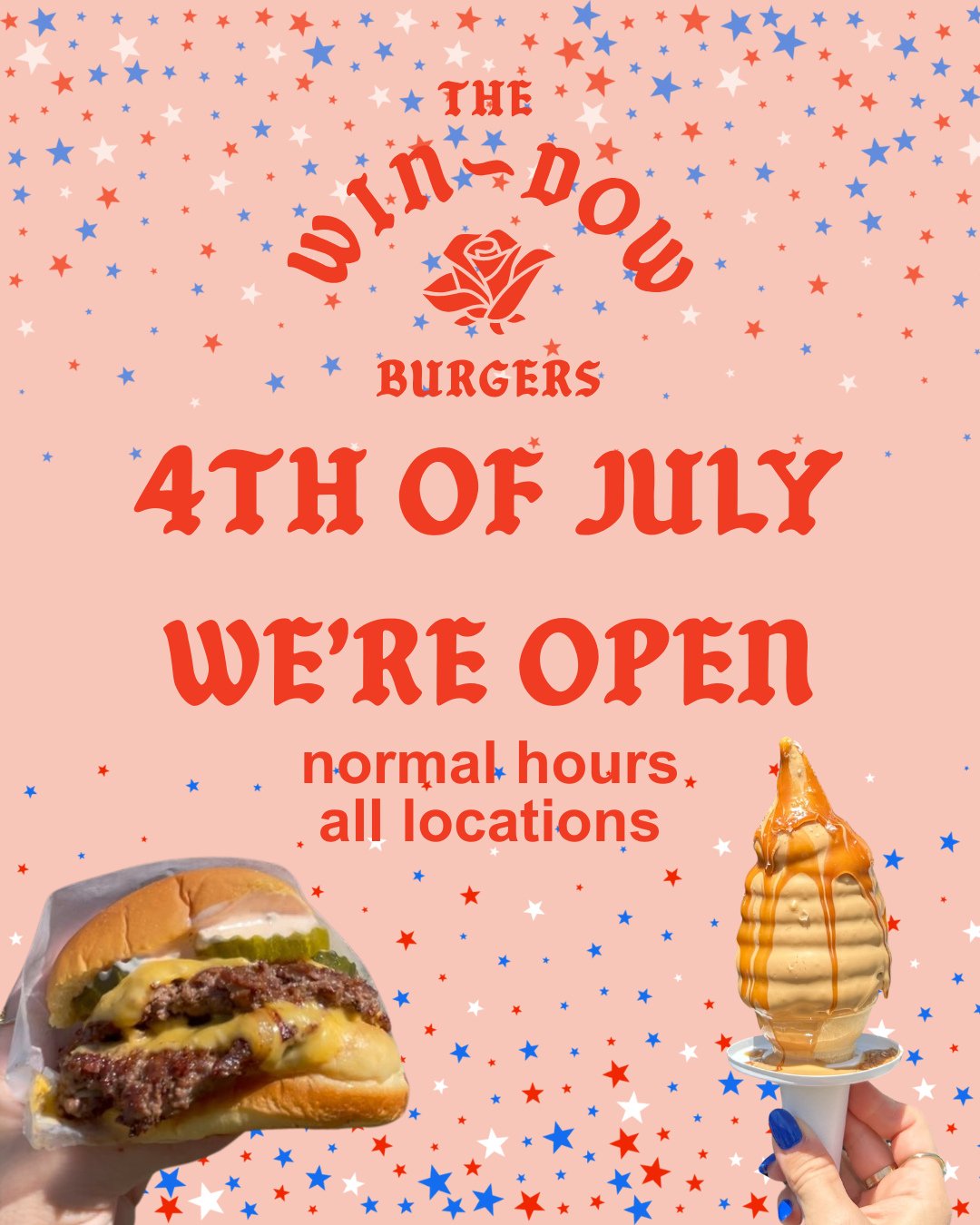 WHAT'S BETTER THAN A SHORT WEEK?! ~ Being able to grab your favorite burger before the fireworks 😉 We're open our normal hours at all locations all day long. 🎆 ⁠
Hollywood: 11-9⁠
The Grove 11-9⁠
Long Beach 11-11⁠
Santa Barbara 11-9⁠
Silver Lake 11-