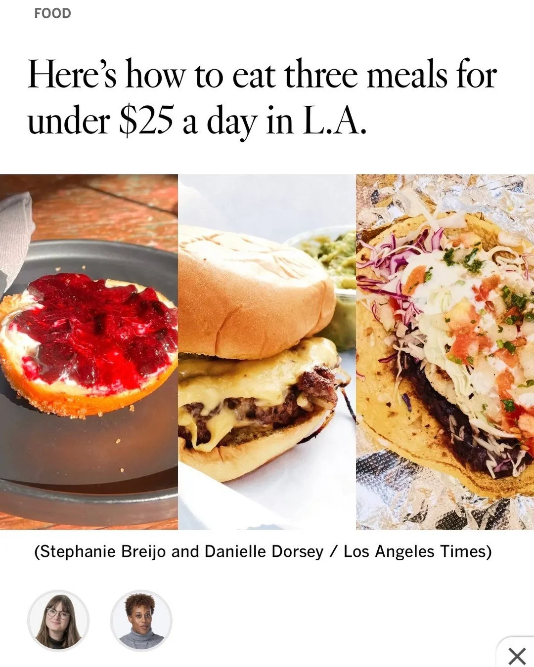 READ ALL ABOUT IT~ @latimesfood had us for dinner and still stayed under $25 for the day. @breij even knows to add the smashed avo to her burger for $1! Thanks for highlighting our always affordable menu - saving people $$ since 2019! TAKE A LOOK 📰
