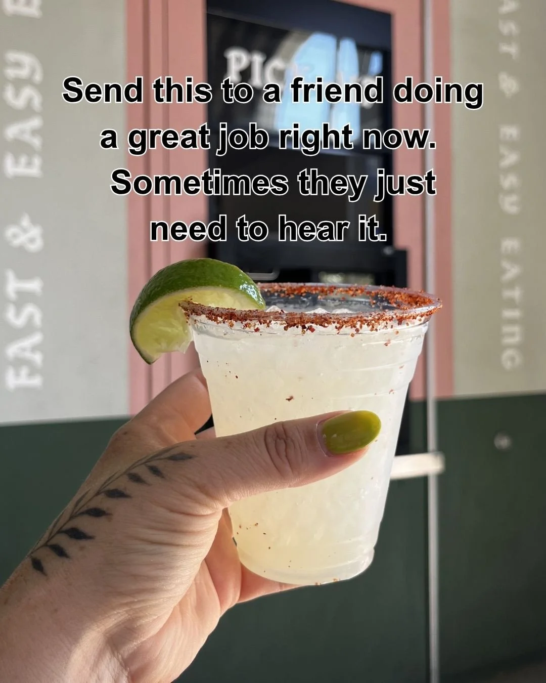 THE FRIEND DESERVES A MARG~ and we've got them at The Grove and Rose Ave 🙌 #thewindowLA #marg #cocktials #margsandburgers