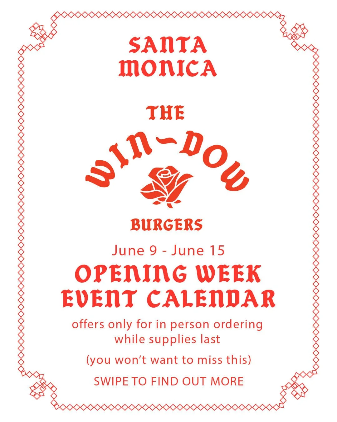 OPENING DAY IS JUNE 9TH 👀⏰️ ~ we've got deals for ya AAAAALLL week long. See you June 9th at 930 Montana Ave! 😉 #thewindowLA #santamonica #smashburger #openingweek