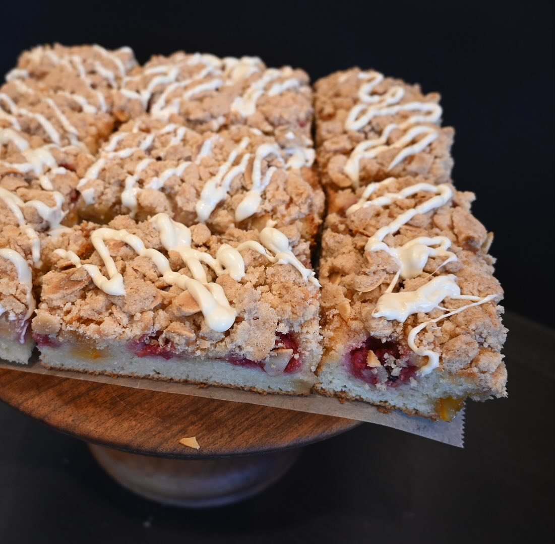We have a limited quantity of gluten free raspberry orange marmalade gluten free coffee cake this morning!  Come get it while it&rsquo;s still warm!