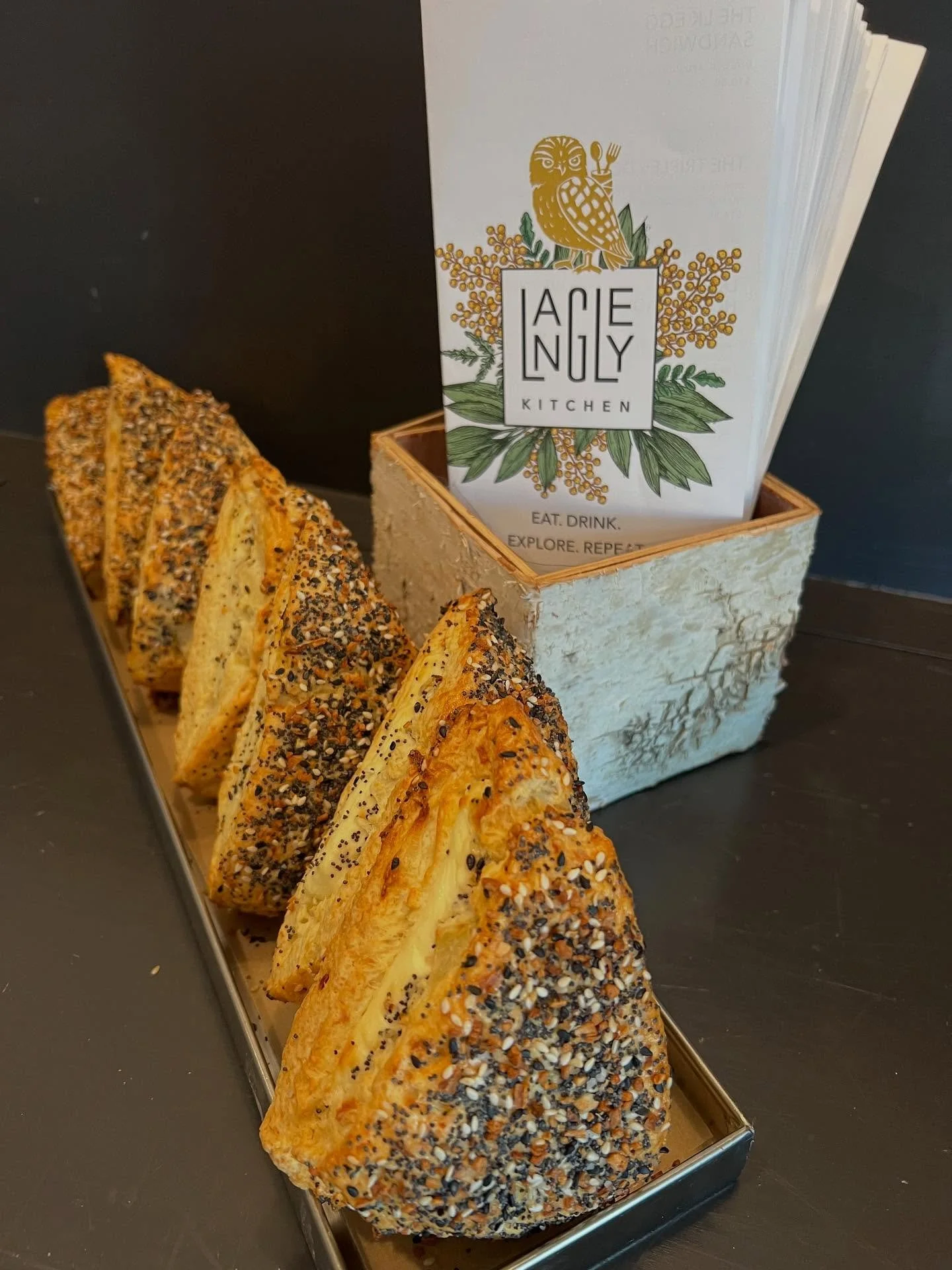 Everything Bagel Scone
All the savory magic of an everything bagel, baked into a buttery, flaky scone. Topped with toasted seeds and filled with whipped cream cheese. A Whidbey Island favorite! Try one today!