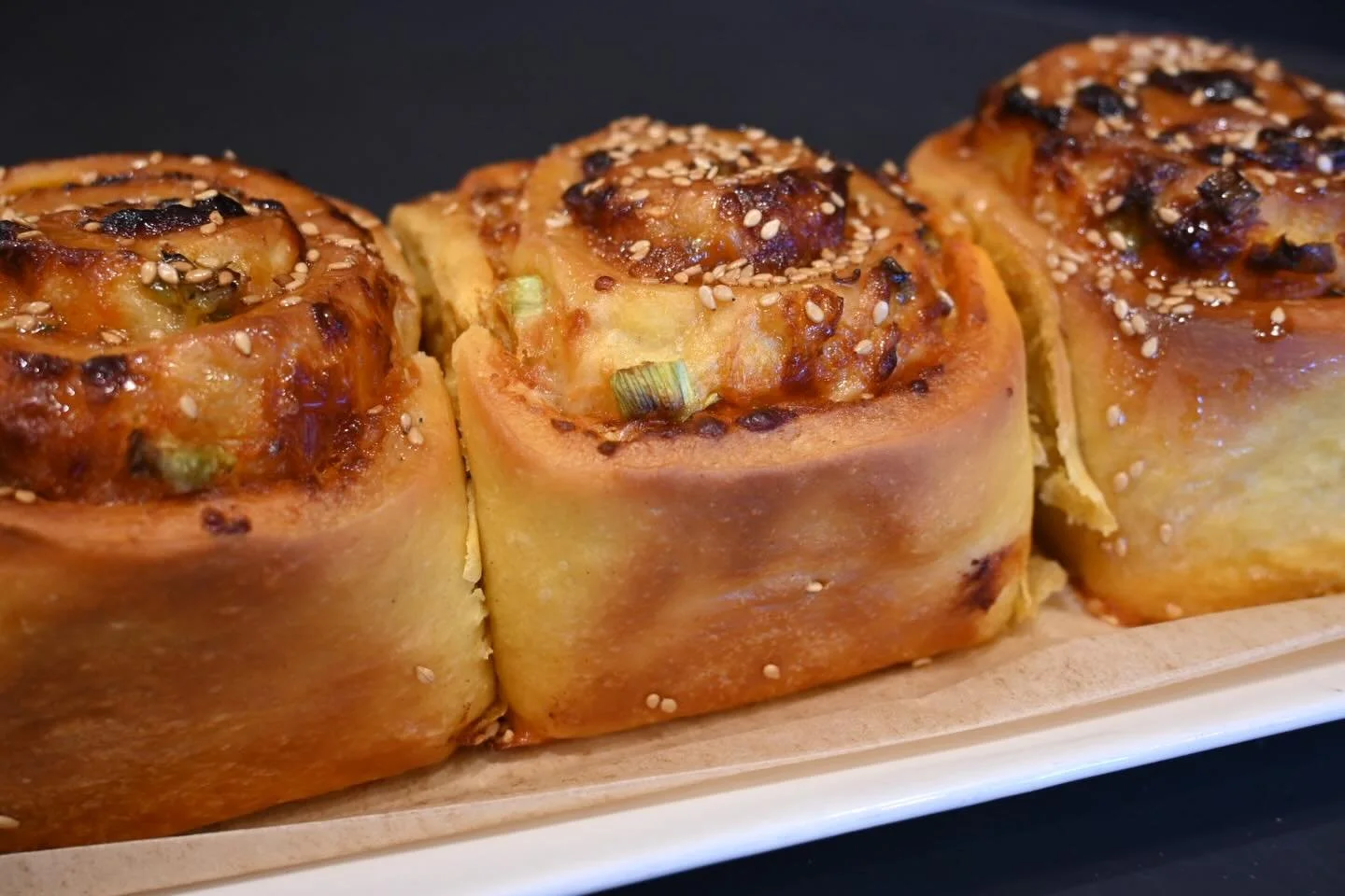 Come in for savory gochujang rolls this morning and pick up Take &amp; Bake Sausage Stuffed Delicata Squash for dinner tonight! 
#langleykitchentakeandbake