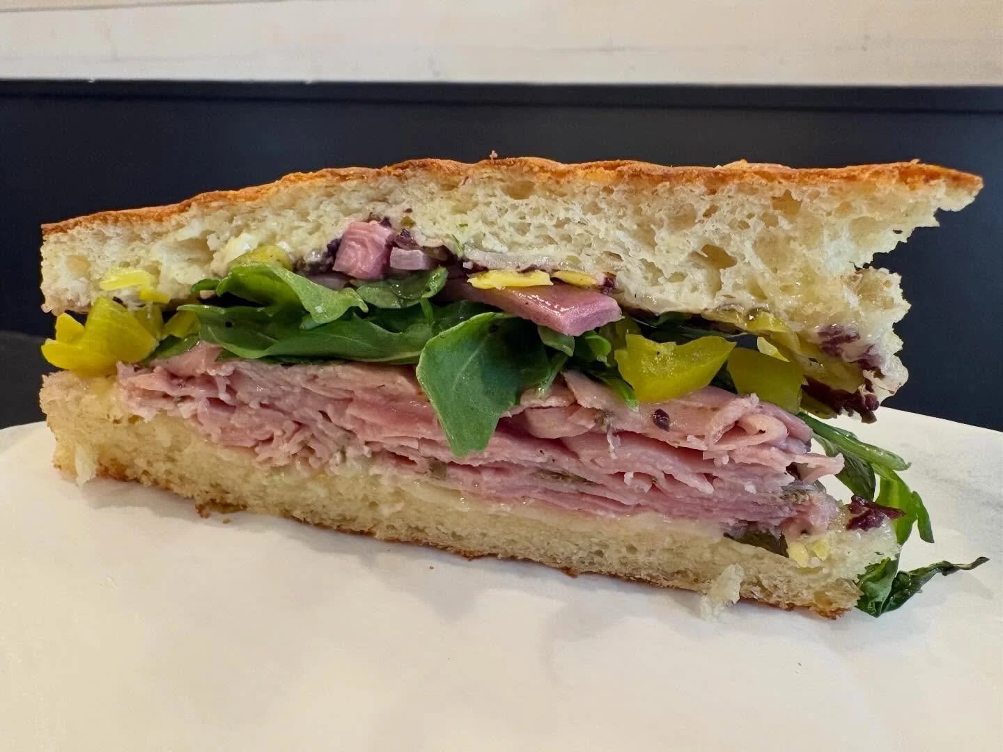 Do you check out our specials board today? We&rsquo;re featuring a delicious panini grilled ham sandwich with provolone cheese, olive tapenade, pickled onions and peppers, and arugula. Come try it before it&rsquo;s gone!
#langleykitchenforlunch
#lang