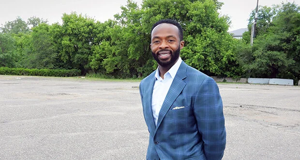 Johnny Opara, president and CEO of JO Companies LLC, at the site of his first development called The Hollows, at 520 Payne Ave. in St. Paul. Photo: Bill Klotz